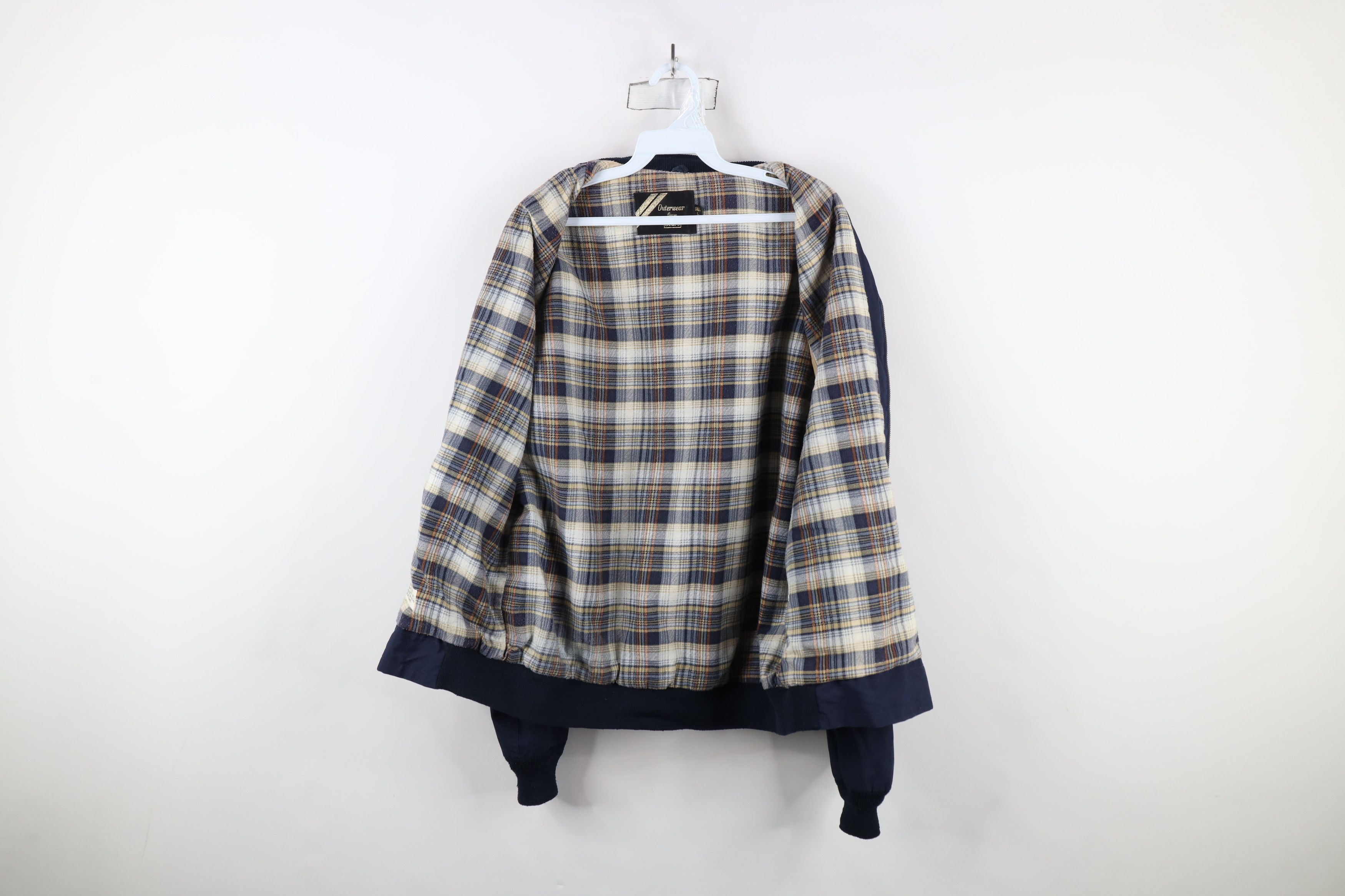 Vintage Vintage 70s Streetwear Flannel Lined Bomber Jacket Blue USA Size US L / EU 52-54 / 3 - 7 Thumbnail