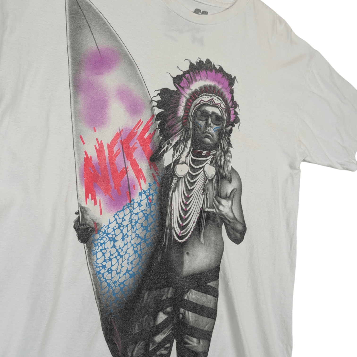 NEFF Vintage 2000's NEFF Surfboard Red Indians Graphic T-Shirt Size US M / EU 48-50 / 2 - 6 Thumbnail