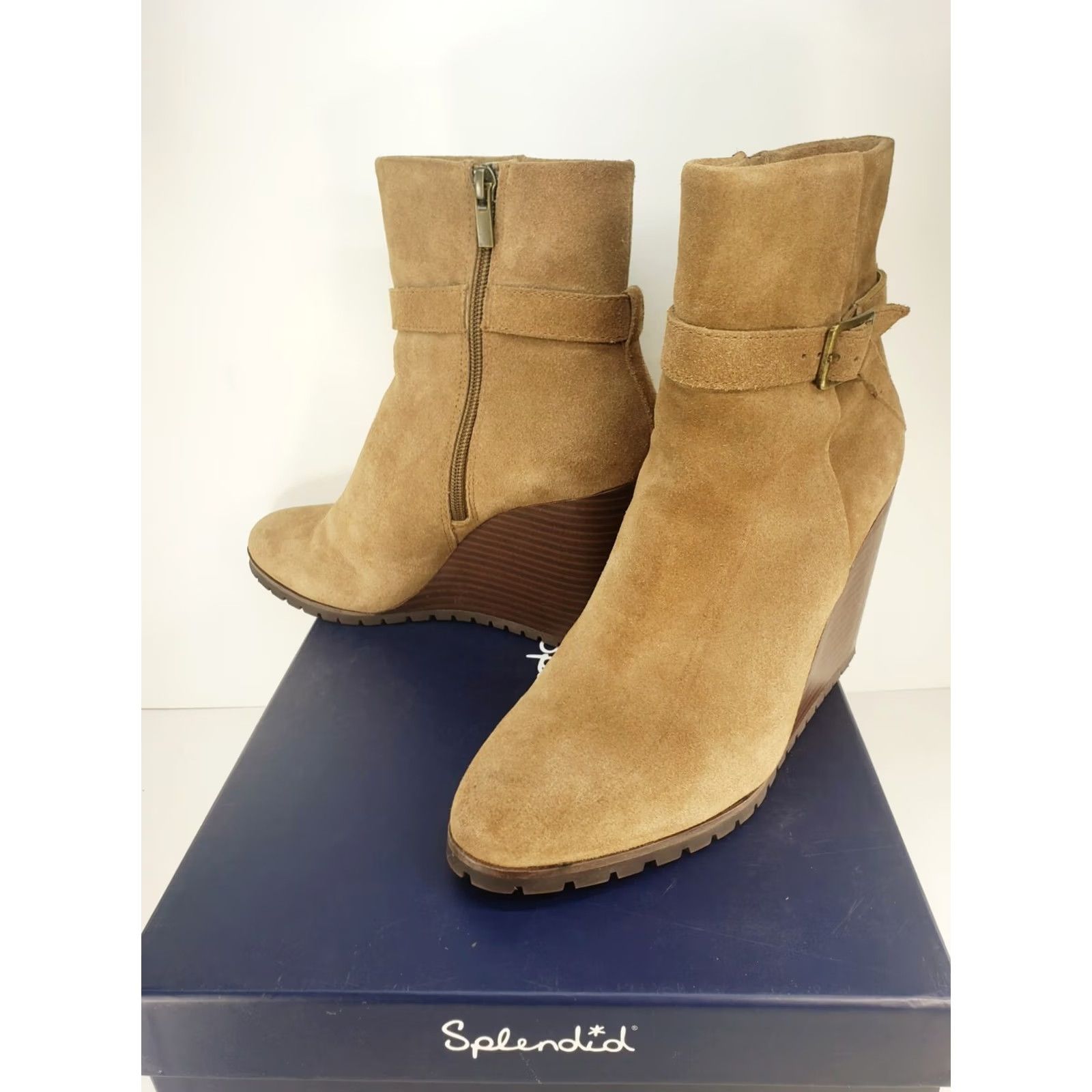 Splendid Splendid Women's Pascal Lt. Brown Side Zip Wedge Boots 9B New in Box! Size US 9 / IT 39 - 2 Thumbnail