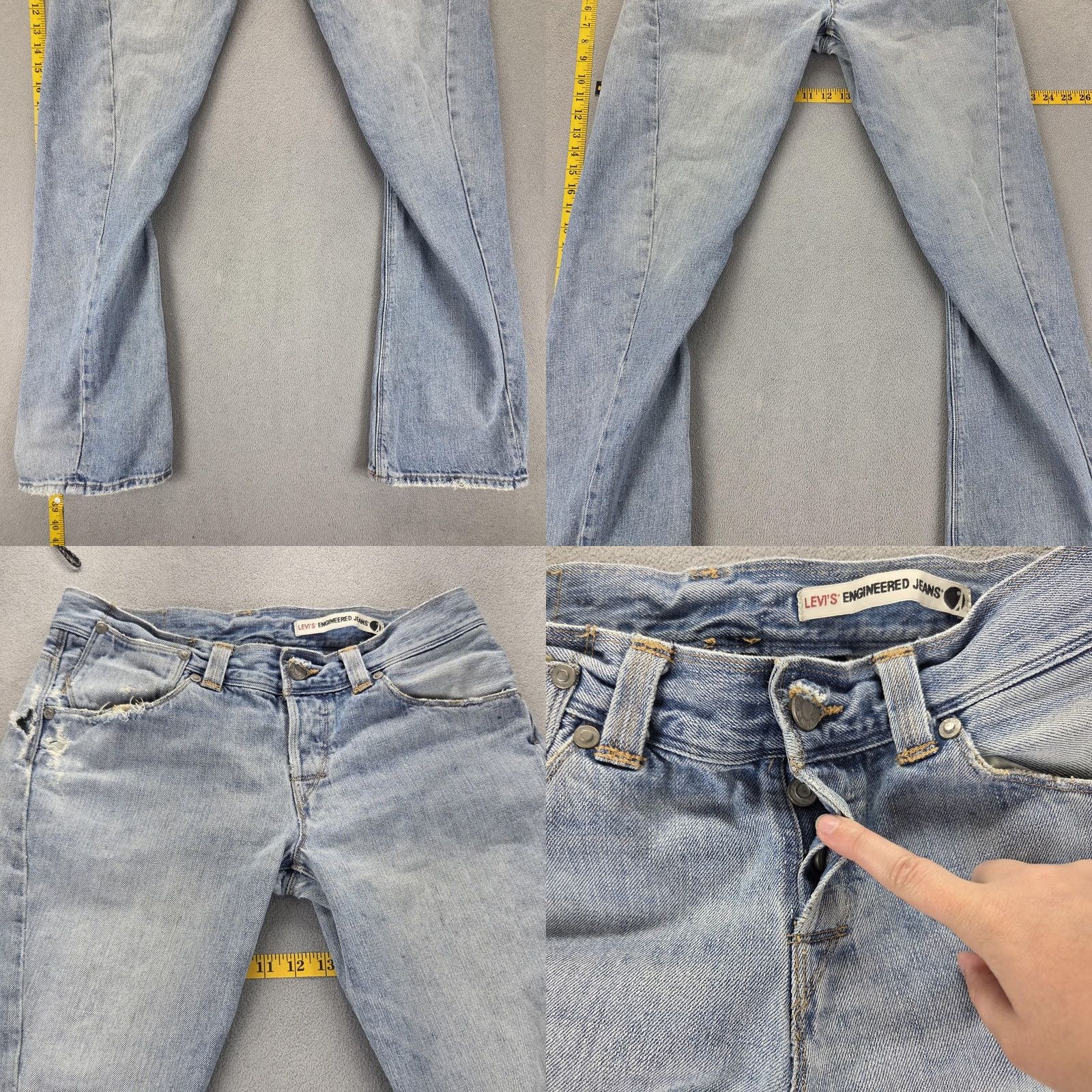 Levi's VINTAGE Levis Engineered Jeans Womens Blue Twisted Straight Leg Hole Fits 30x32 Size 30" / US 8 / IT 44 - 8 Thumbnail