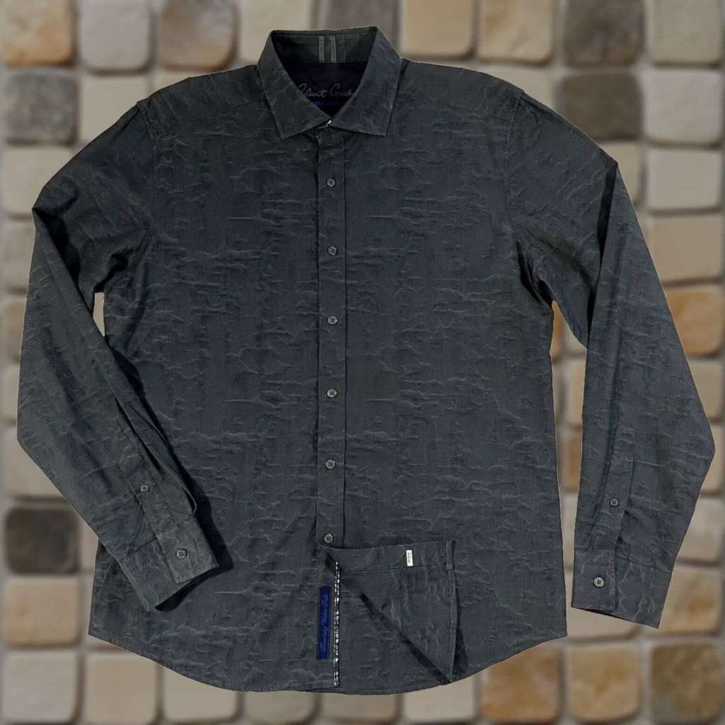 Robert Graham VINTAGE Robert Graham Button-Up Jacquard Shirt Tailored Fit Sz L Gray Cotton Men's Button-Up Regular Length Size US L / EU 52-54 / 3 - 1 Thumbnail