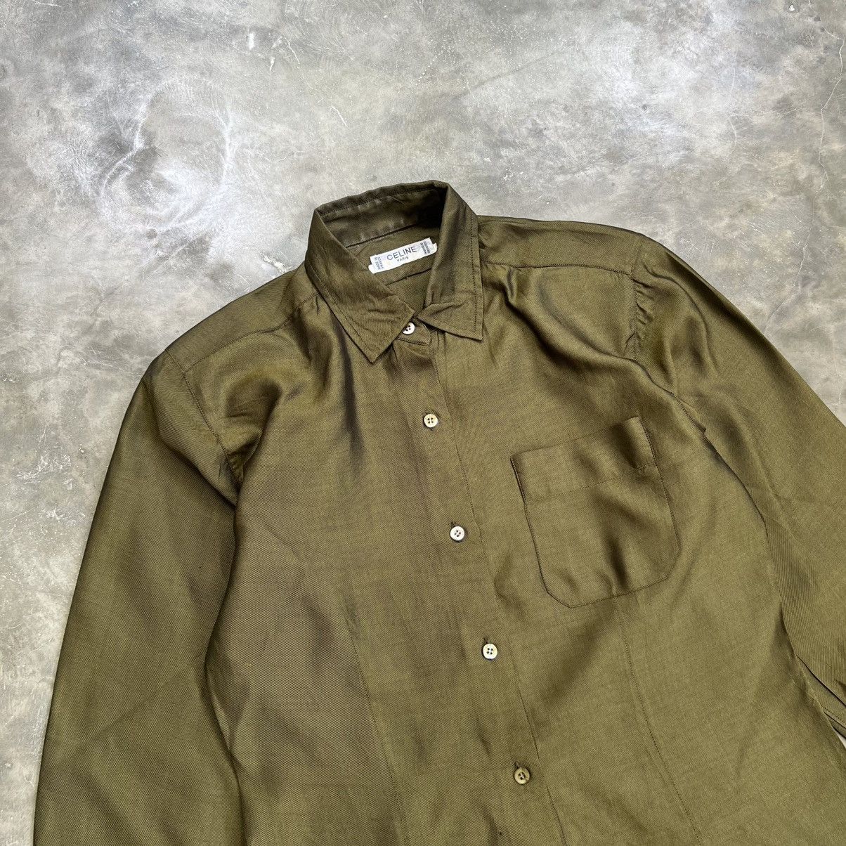 Celine 1990s Celine Silk Long Sleeve Button up Shirt Size L / US 10 / IT 46 - 2 Thumbnail