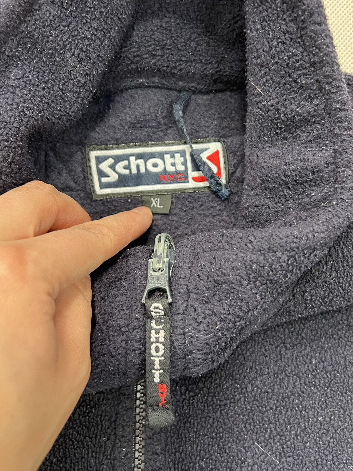 Schott × Vintage Baggy Fleece Jacket Schott vintage 90’s zipped warm winter Size US XL / EU 56 / 4 - 4 Thumbnail