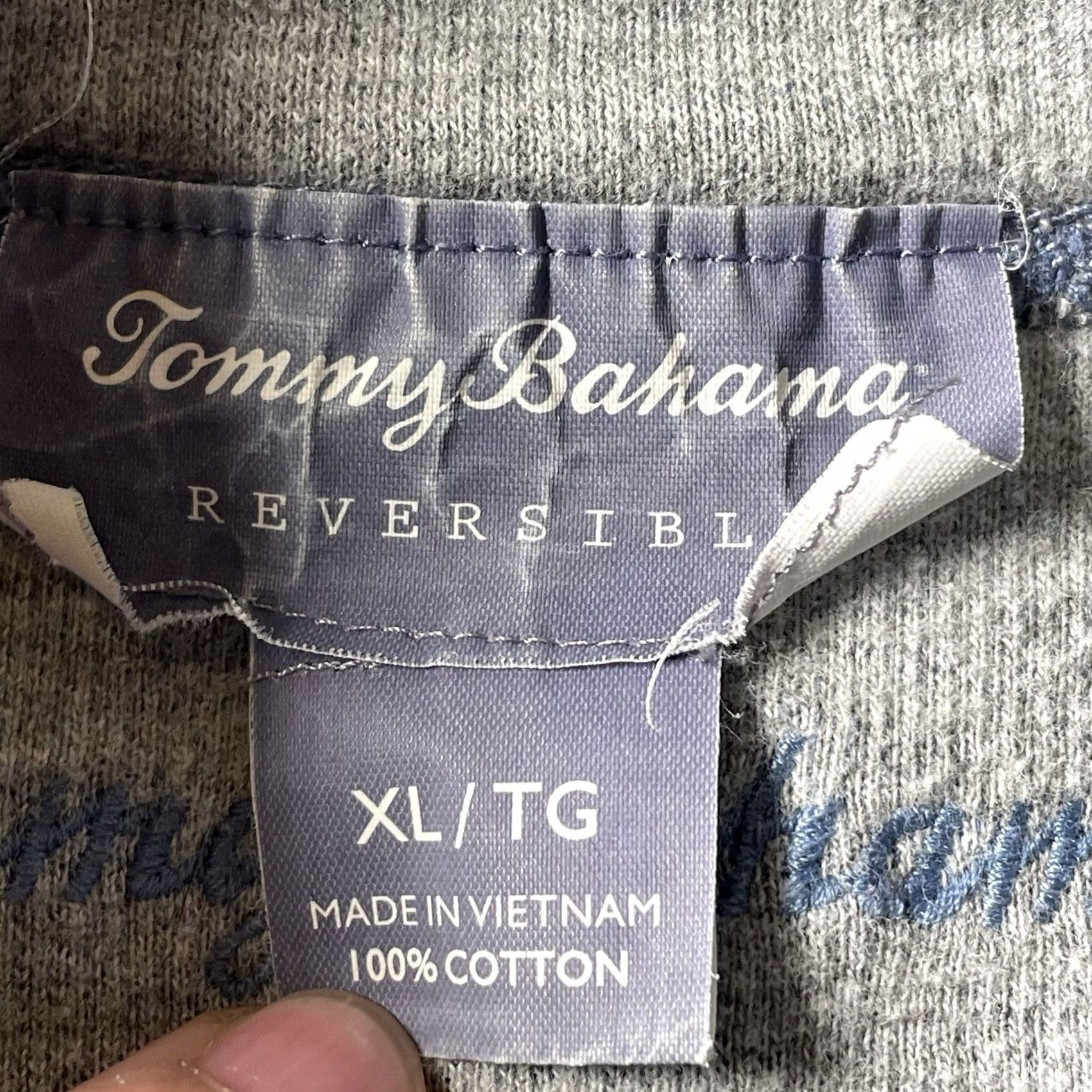 Tommy Bahama Tommy Bahama Sweatshirt Mens XL Reversible 1/4 Zip Zipper Mock Neck Blue Grey Pullover Button Logo Classic Knit Cotton Shirt/Men Size US XL / EU 56 / 4 - 3 Thumbnail