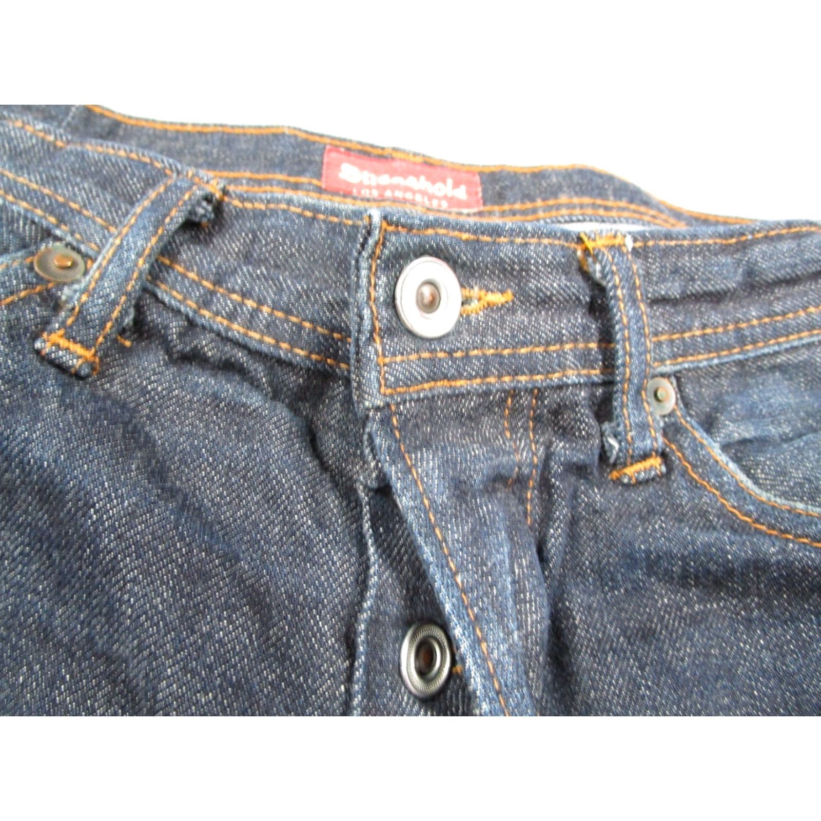 Denime Stronghold Jeans 33x31 Dark Blue Selvedge Denim Button Fly USA Cotton Mens Size US 33 - 7 Thumbnail