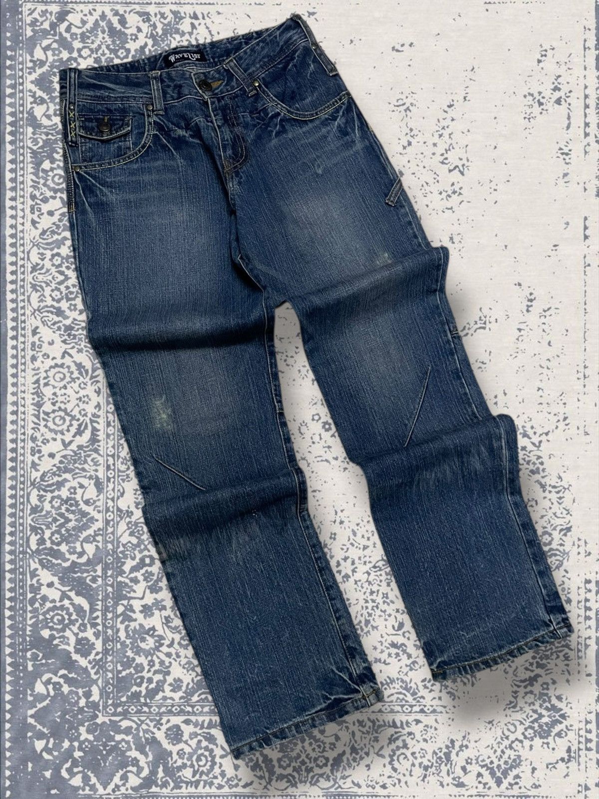 Designer × Japanese Brand × Vintage Vintage 1990s Japan Designer Wavelist Distressed Denim Size US 27 - 2 Thumbnail