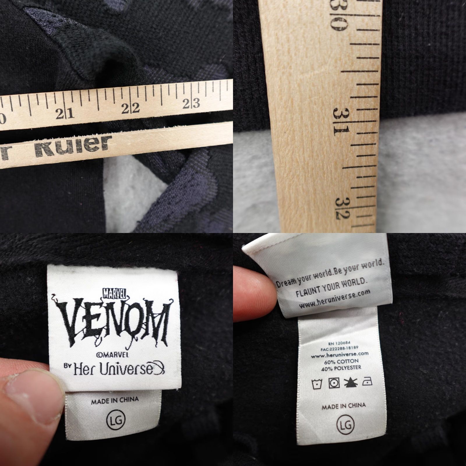 Vintage Marvel Venom Hoodie Womens Large Black Camo Her Universe Pullover Sweatshirt Size L / US 10 / IT 46 - 8 Thumbnail