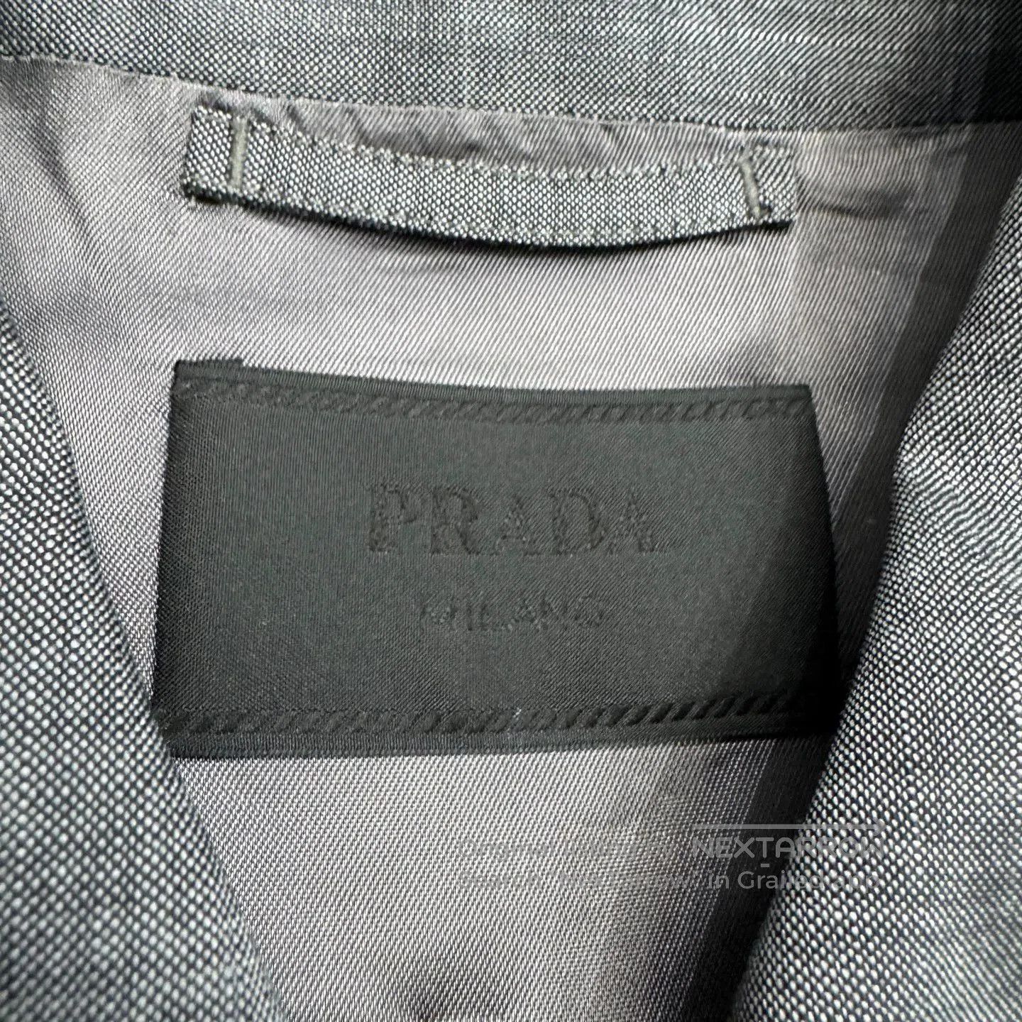 Prada Gray Denim Jacket with Contrast Stitching . Size US M / EU 48-50 / 2 - 2 Thumbnail