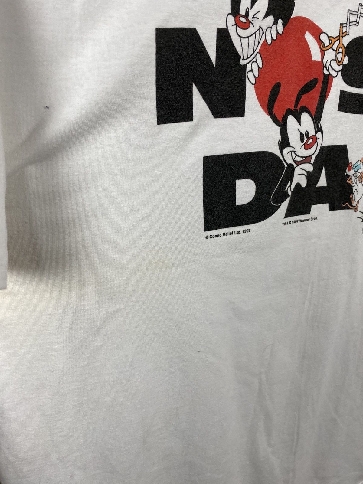 Warner Bros 🐈‍⬛Vintage Tee 1997 Warner Bros Comic Relief Red Nouse Day🐈‍⬛ Size US XL / EU 56 / 4 - 7 Thumbnail