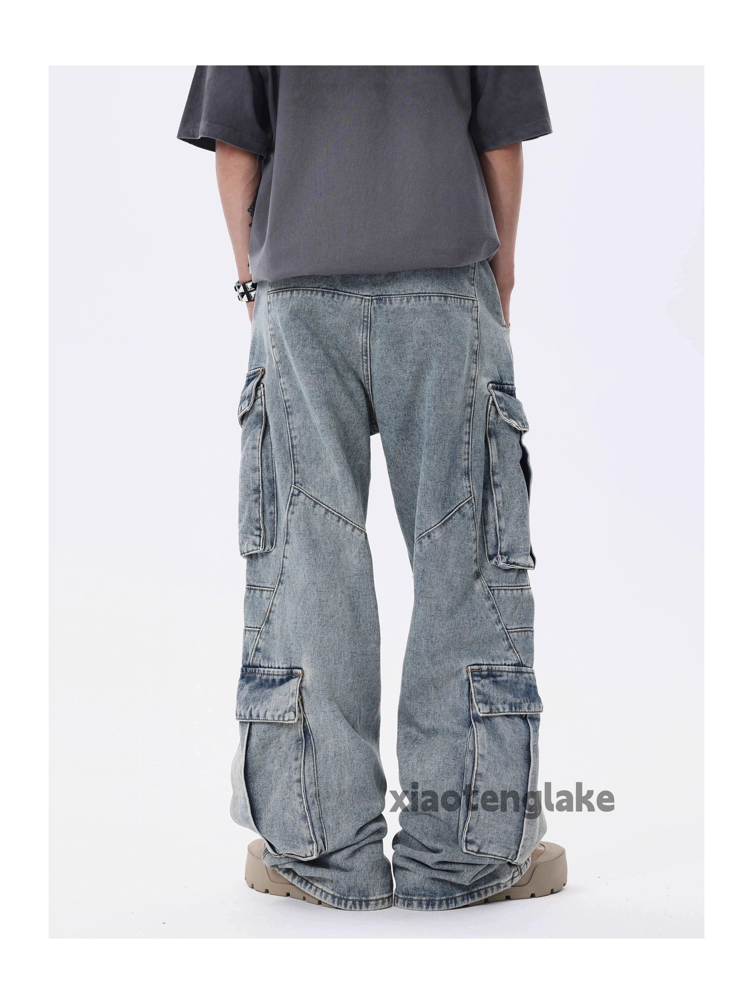 Jean × Vintage washed faded loose baggy skate hiphop cargo jeans Size US 32 / EU 48 - 4 Thumbnail