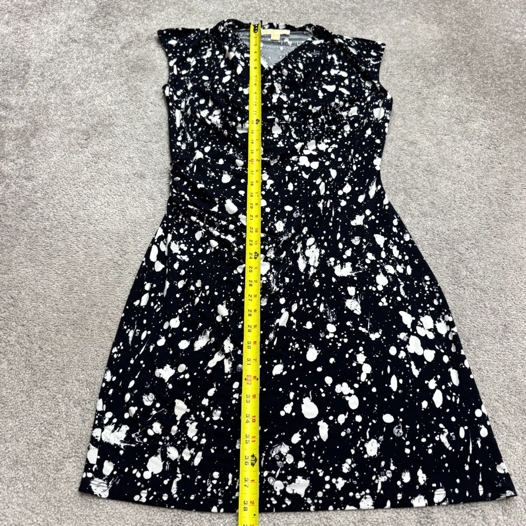 MICHAEL Michael Kors Mini Splatter Cowl Neck Navy White NWOT Medium Dress Womens