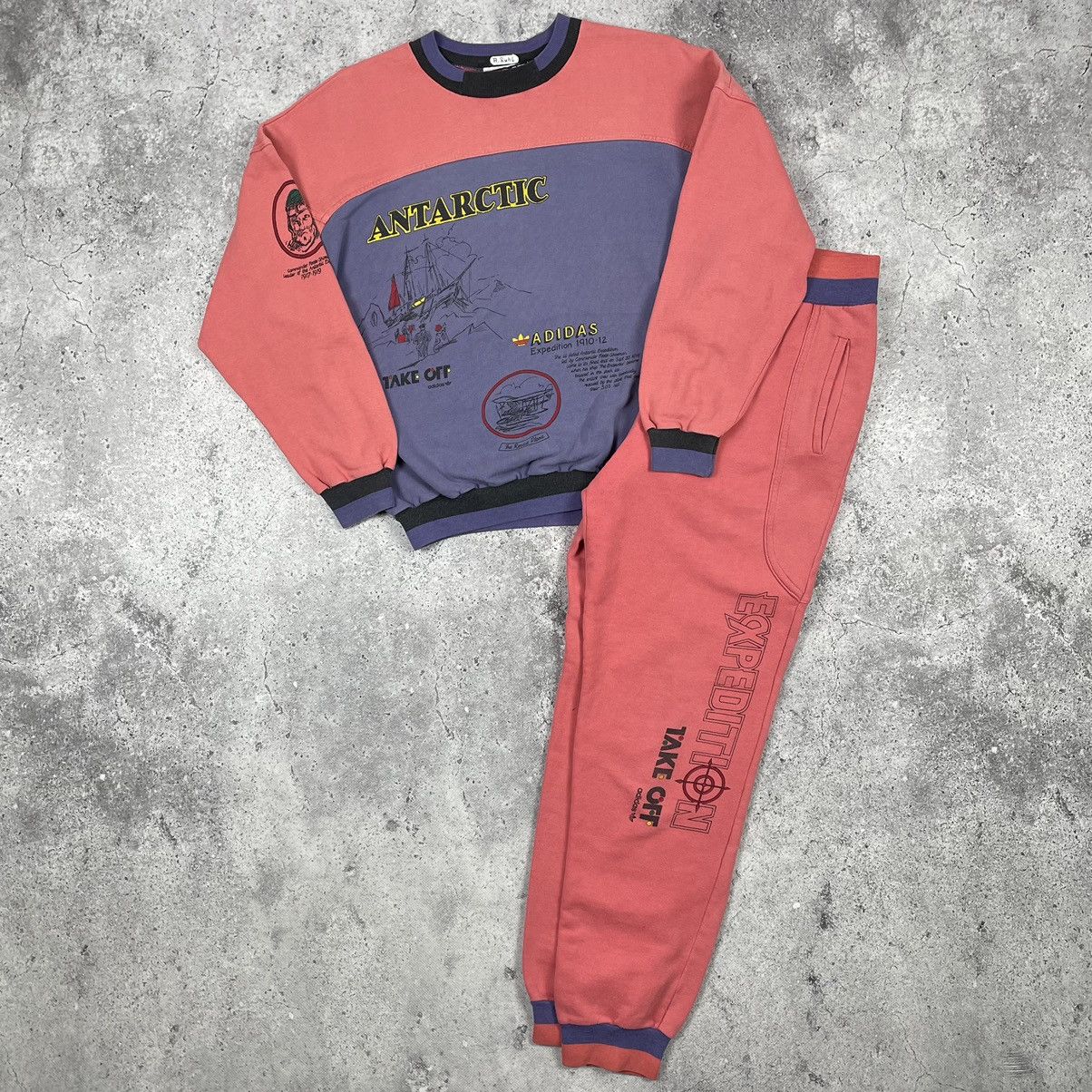 image of 90's Adidas Take Off Antarctic Expedition Sweatsuit in Peach, Men's (Size Medium)