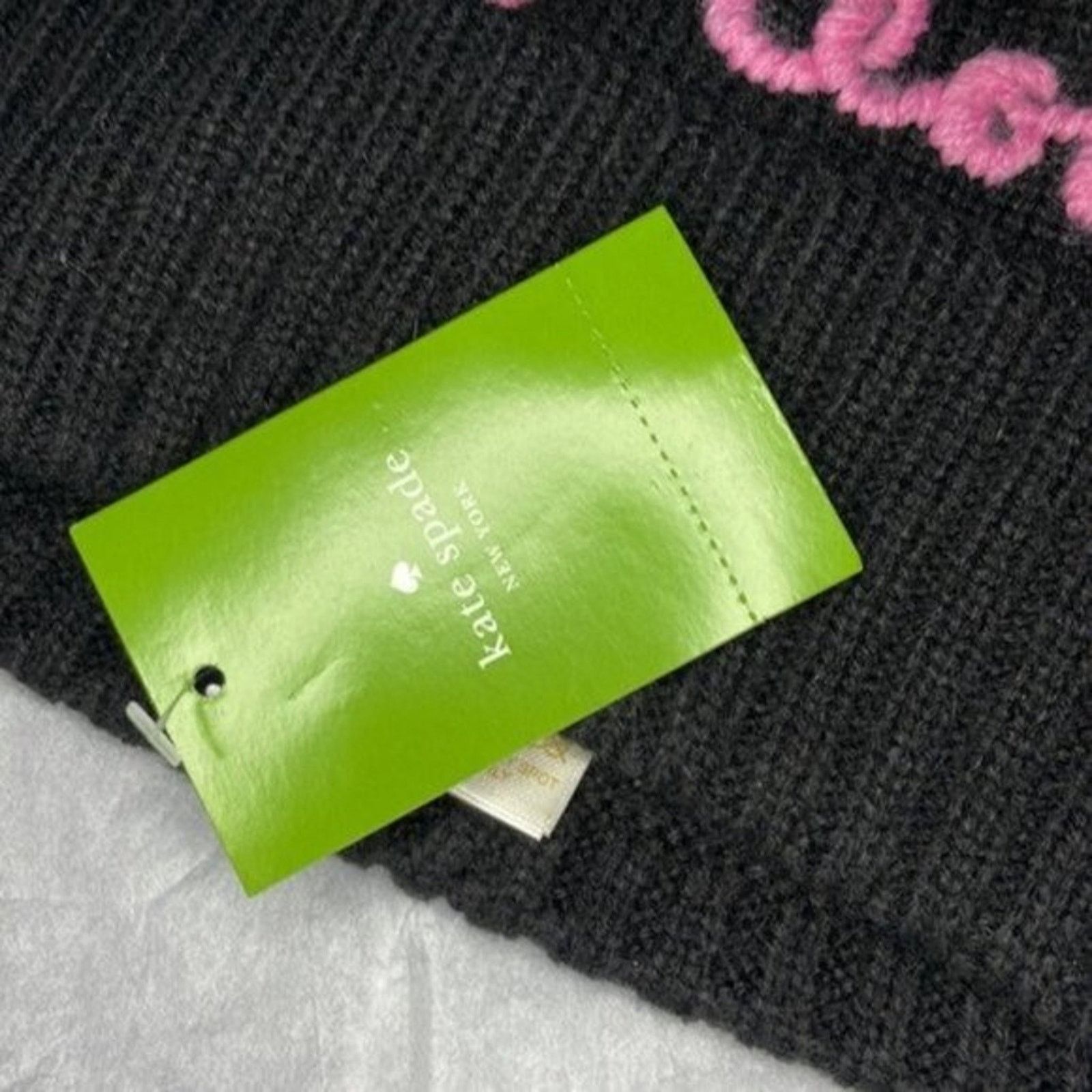 Kate Spade Kate Spade New York meow marabou pompom beanie black Size ONE SIZE - 3 Thumbnail