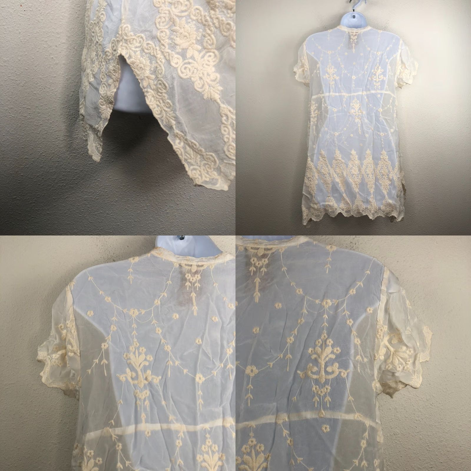 Johnny Was Johnny Was Blouse Tunic Top Embroidered Ivory Cream XS Crew Neck Short Sleeve Cupra Rayon Adults Women Relaxed Regular Size XS Size XS / US 0-2 / IT 36-38 - 8 Thumbnail