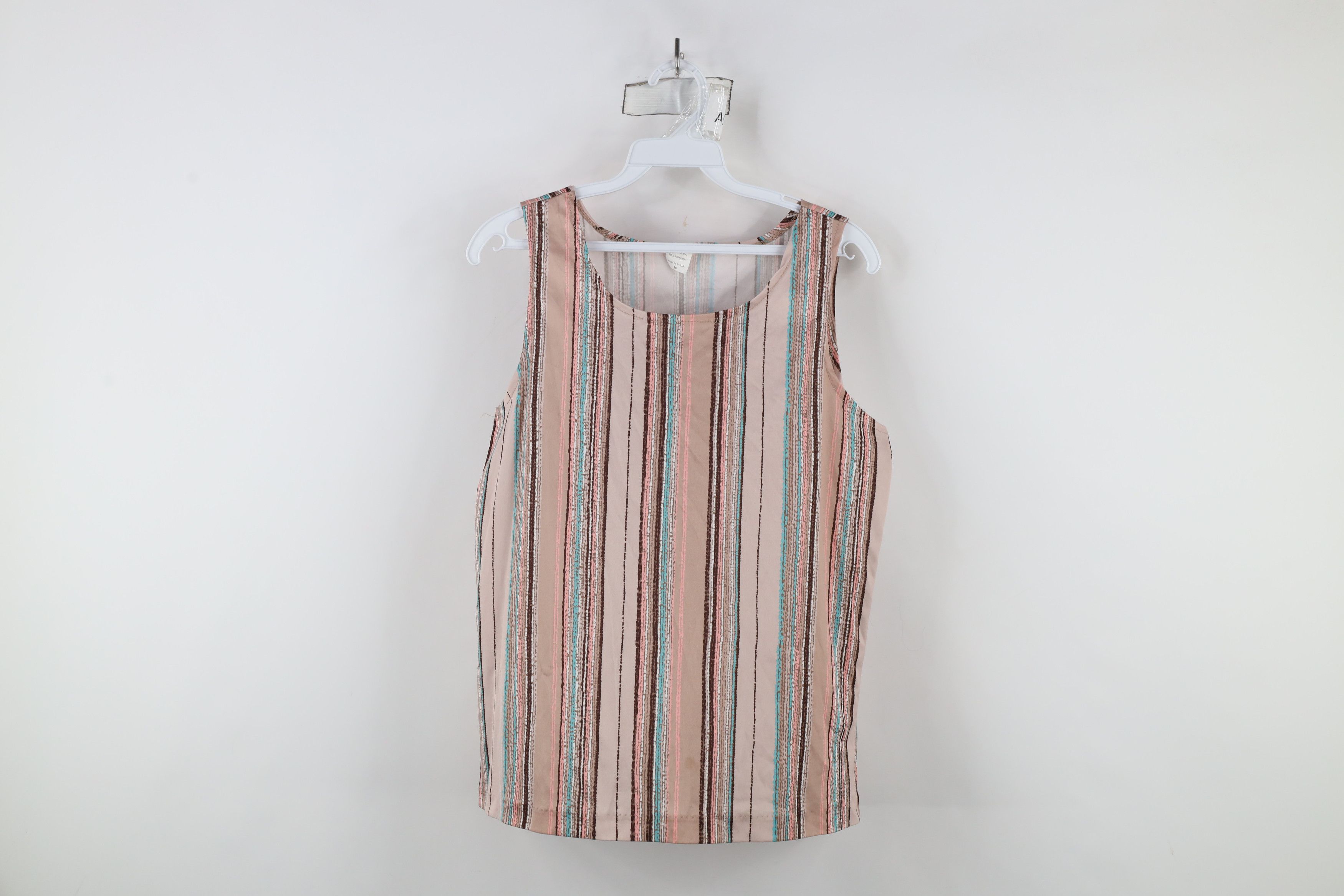 Vintage Vintage 70s Streetwear Striped Knit Tank Top T-Shirt USA Size XXL / US 16-18 / IT 52-54 - 1 Thumbnail