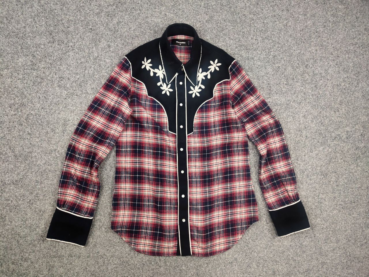 Dsquared2 Dsquared2 Brushed Cotton Flannel Western Button Shirt In Red Size US S / EU 44-46 / 1 - 9 Thumbnail