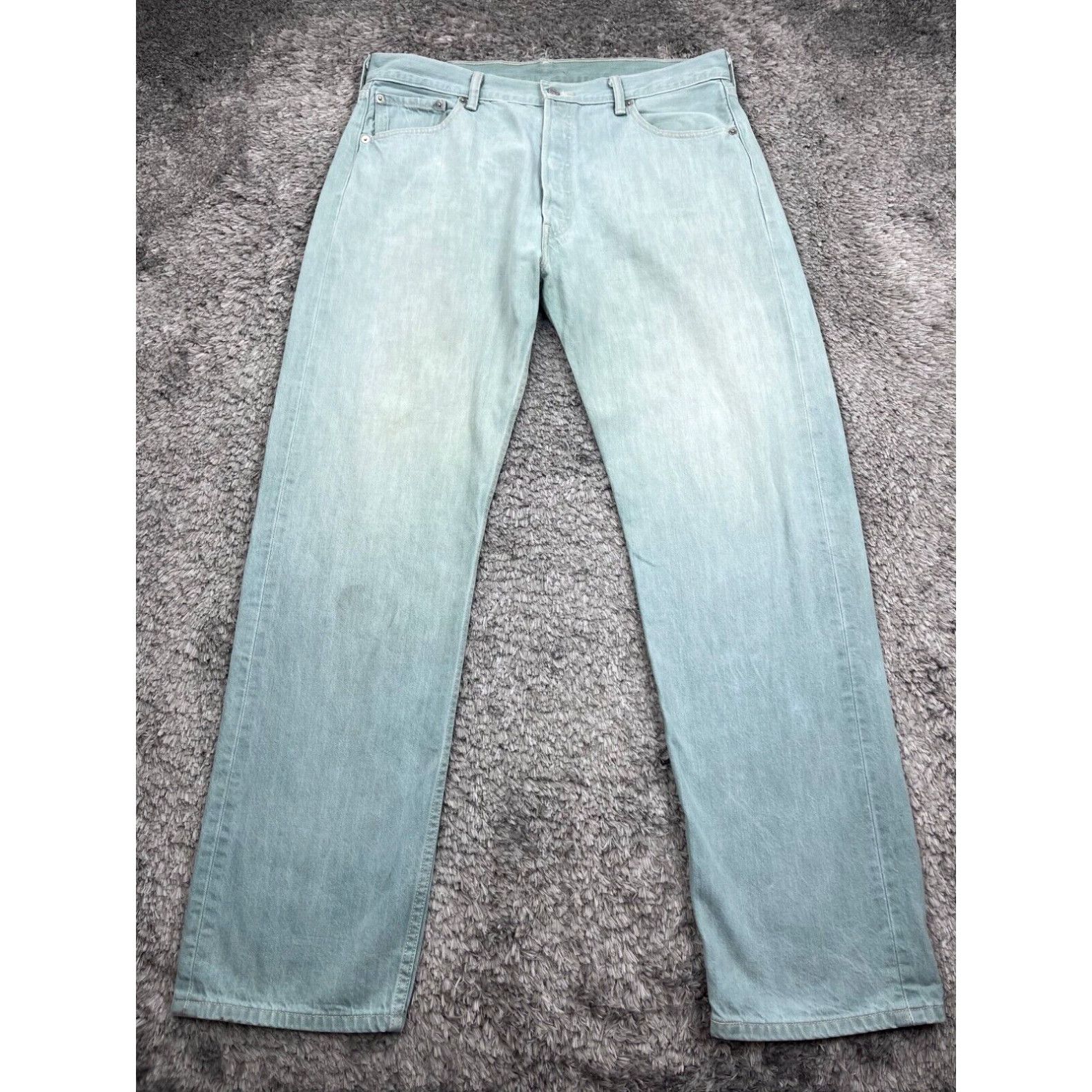 image of Vintage Levis 501Xx Jeans Men 38X36 Green Selvegde Button Fly Single Stitch in White