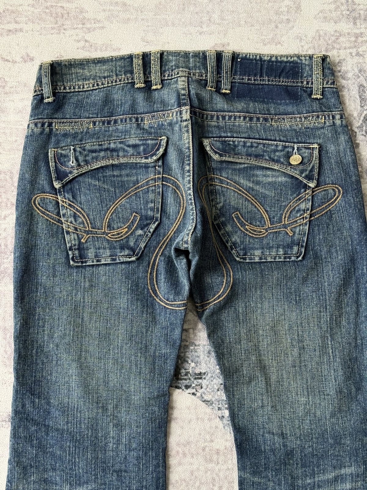 Japanese Brand Vintage Icom Super Flared Distressed Denim / GOA Ikam Style Size US 32 / EU 48 - 9 Thumbnail
