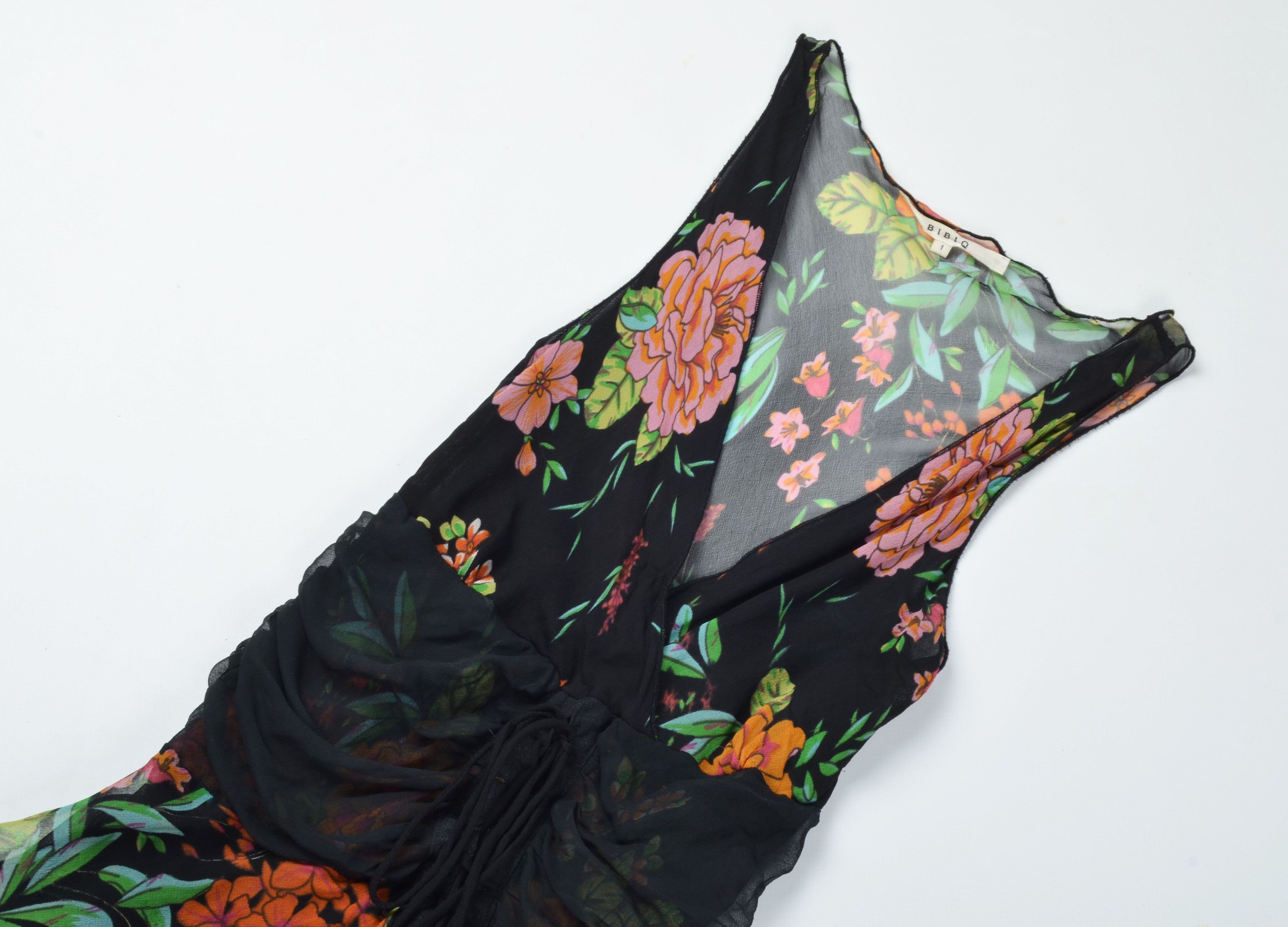 Other Bibiq Y2K 2000s Floral Mesh Fairy Cottage Silk Dress Size S / US 4 / IT 40 - 5 Thumbnail