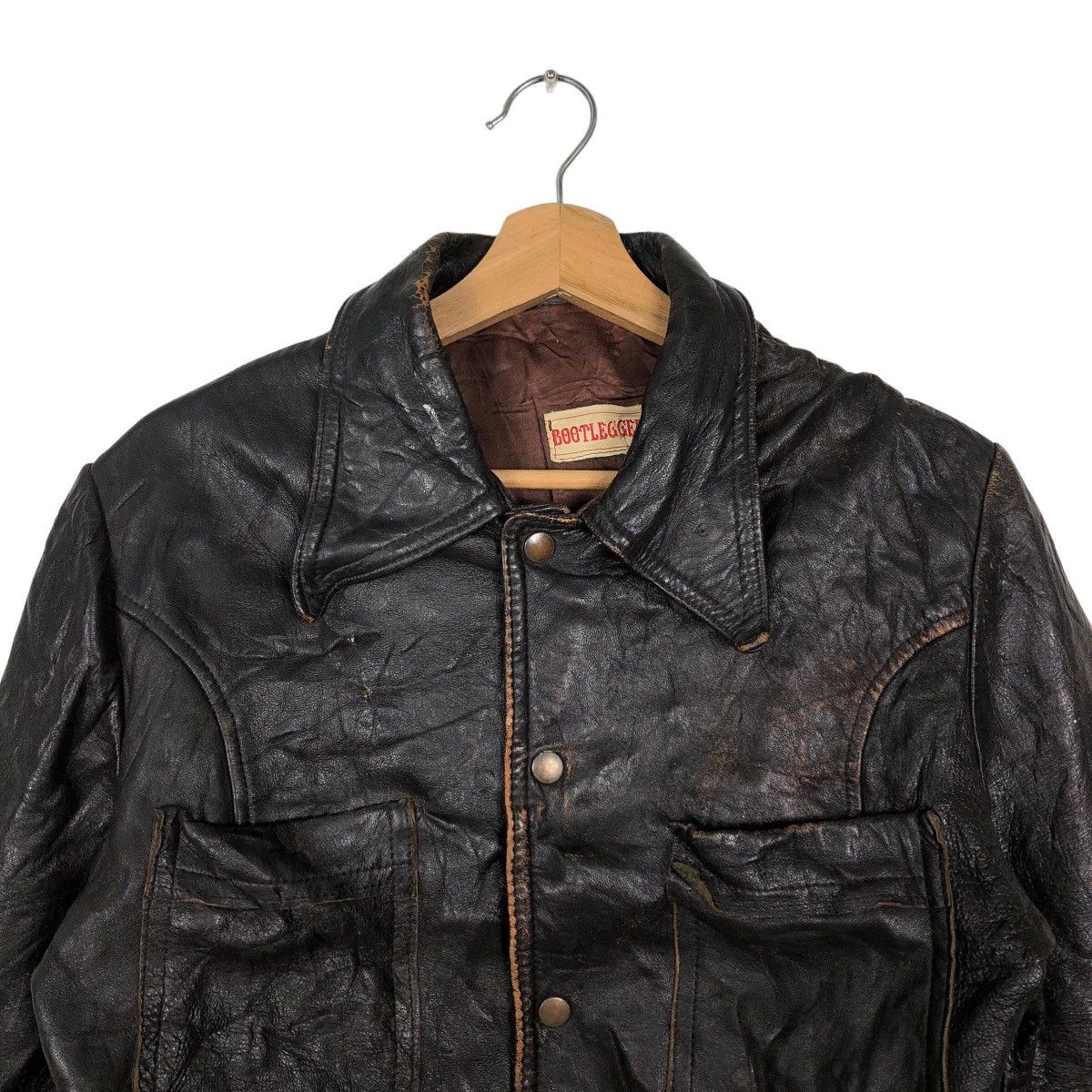 Genuine Leather 🔥90’s Vintage Genuine Leather Jacket Bootlegger Biker Wear Size US S / EU 44-46 / 1 - 3 Thumbnail