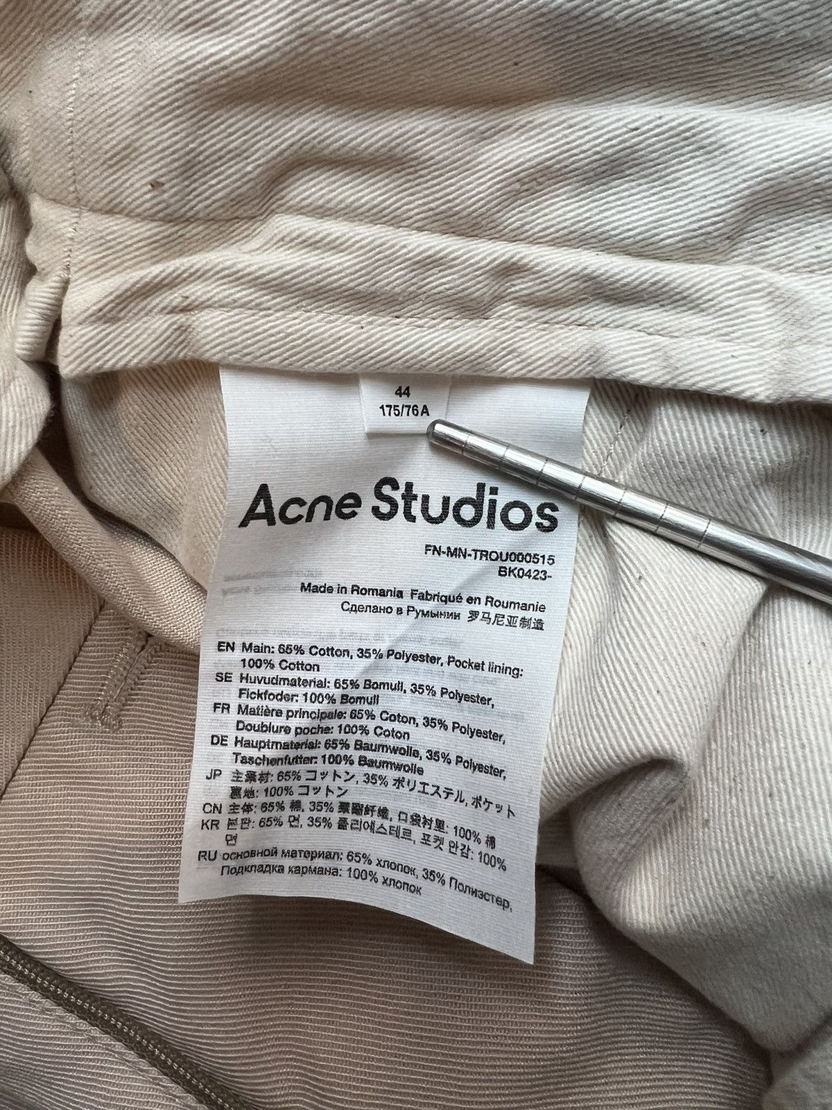Acne Studios Acne Studios Beige-Pink Twill Trousers Size US 28 / EU 44 - 4 Thumbnail