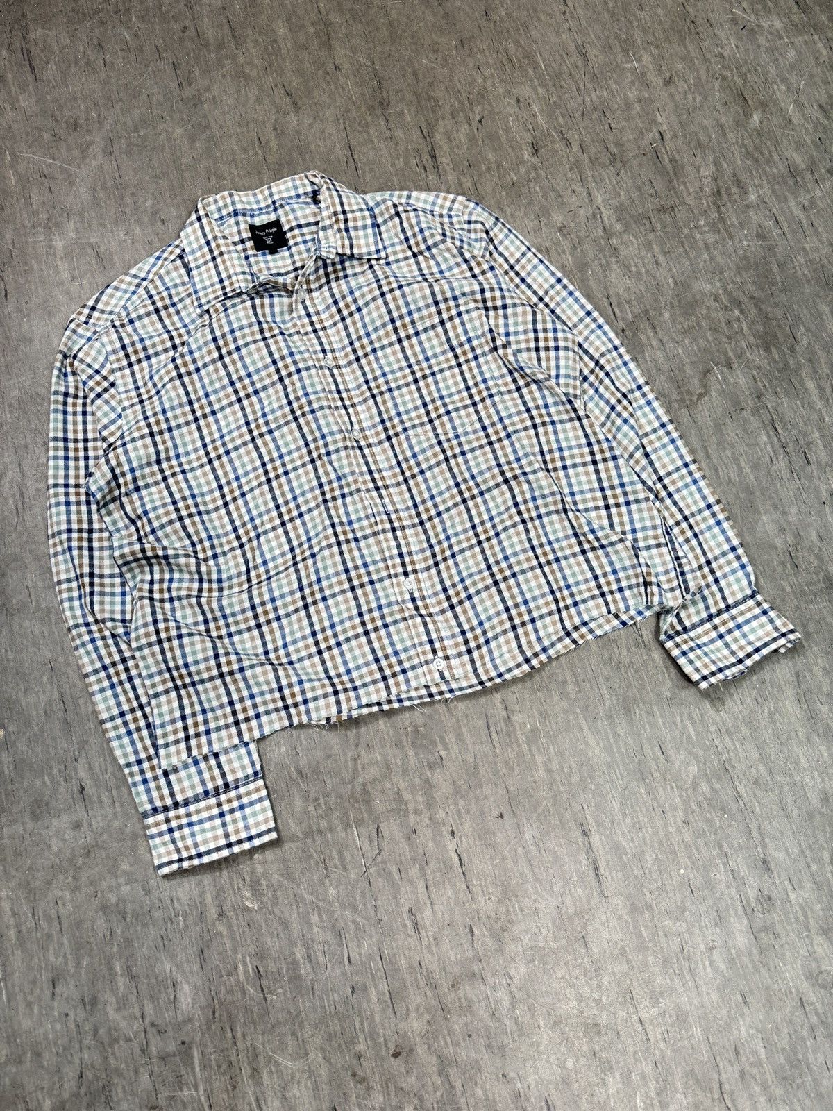 Other ᶠᵃⁿᶜʸᵍᵘʸBOXY Trashed Shirt Vintage Cropped Button Up 90s 80 Size US M / EU 48-50 / 2 - 1 Thumbnail