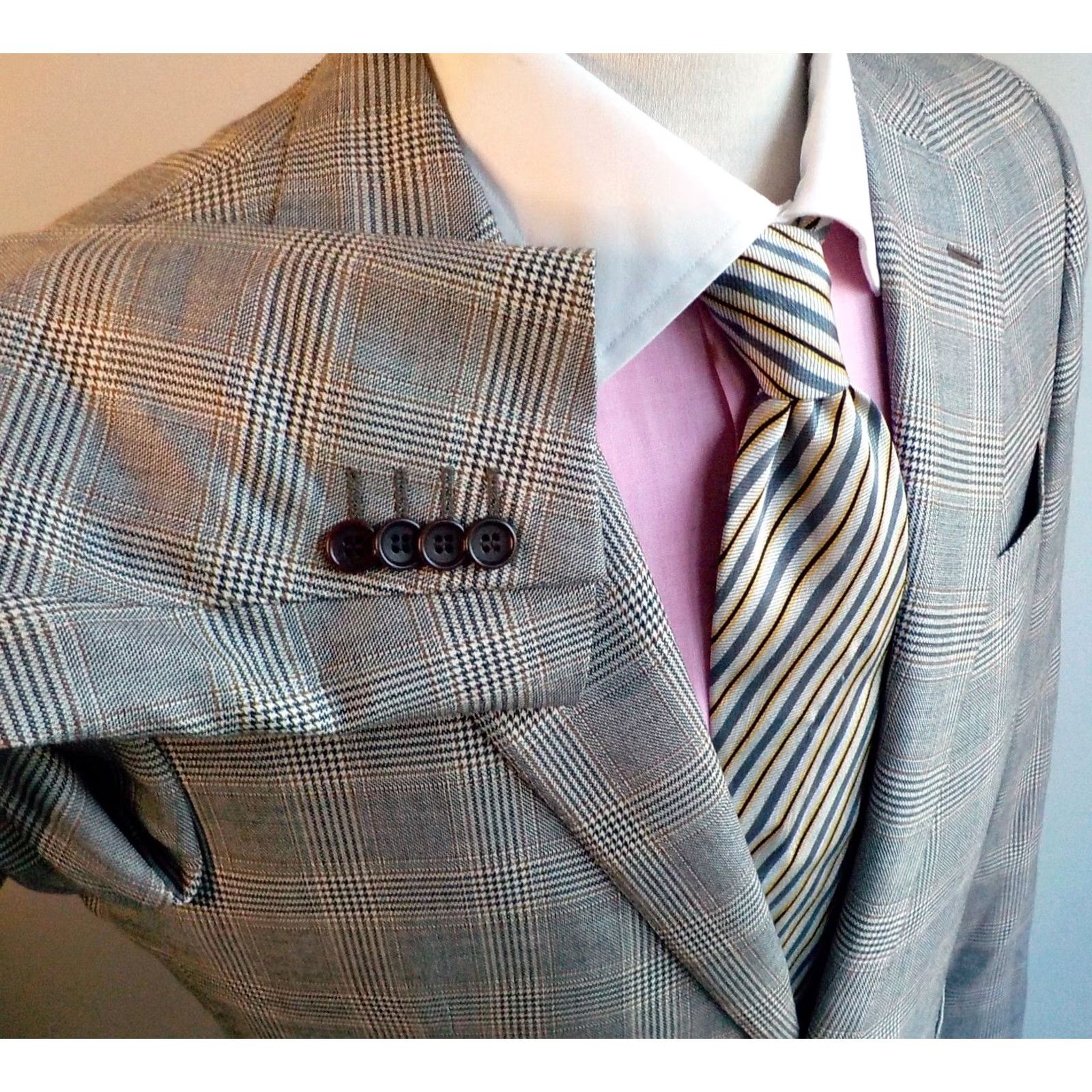 Loro Piana VINTAGE Trussini Boyd's Loro Piana Super 120'2 Wool Plaid Blazer 42L Brown Black Beige Mens Blazer Size 42R - 4 Thumbnail