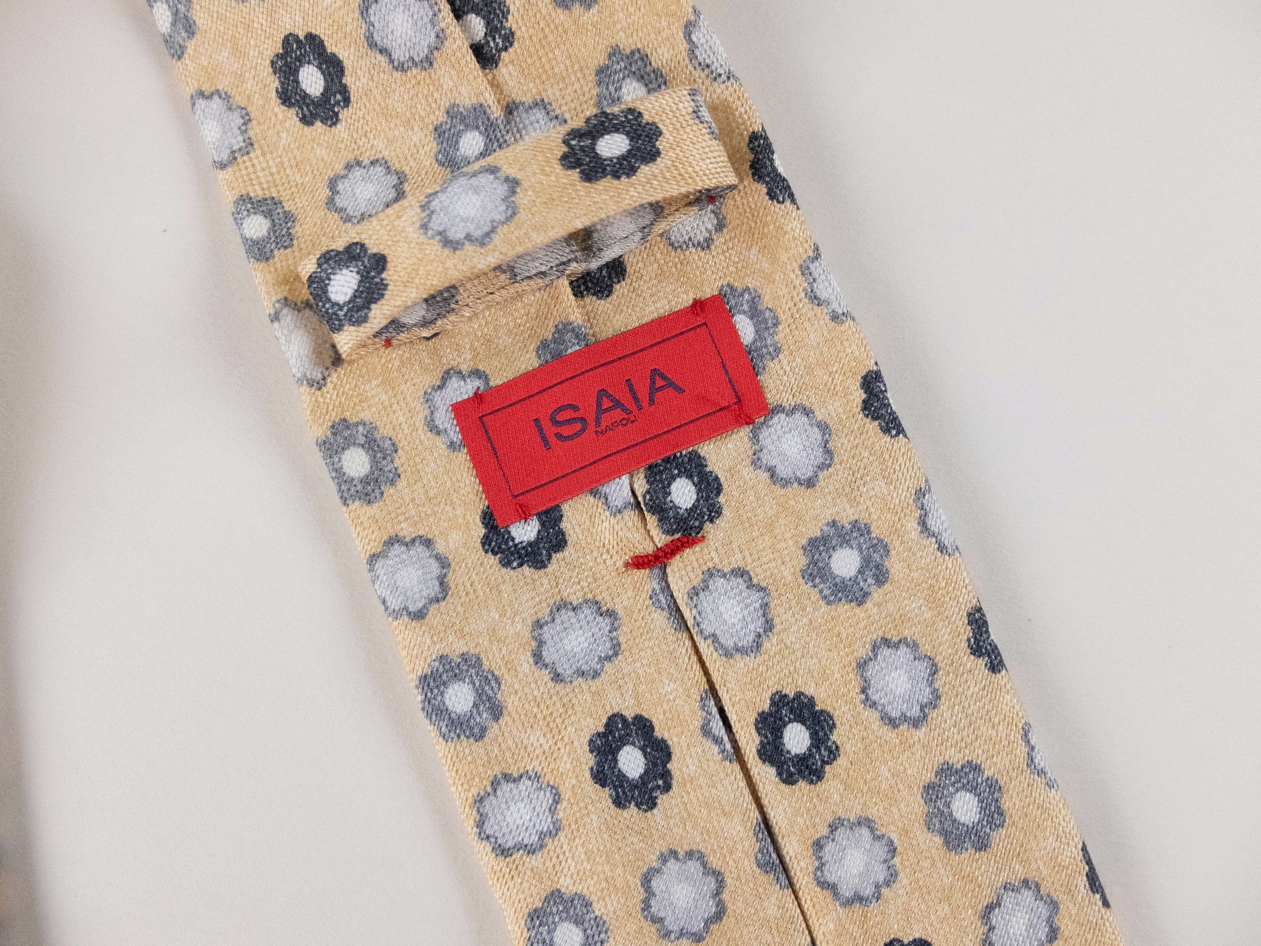 Isaia ISAIA Napoli hand made yellow floral linen silk blend tie Size ONE SIZE - 3 Thumbnail