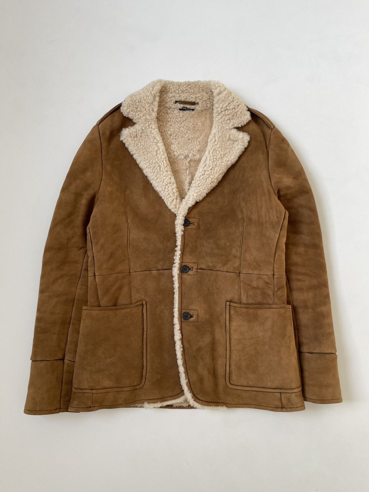 Miu Miu Mid 2000s Tan Shearling Jacket Size US M / EU 48-50 / 2 - 19 Thumbnail