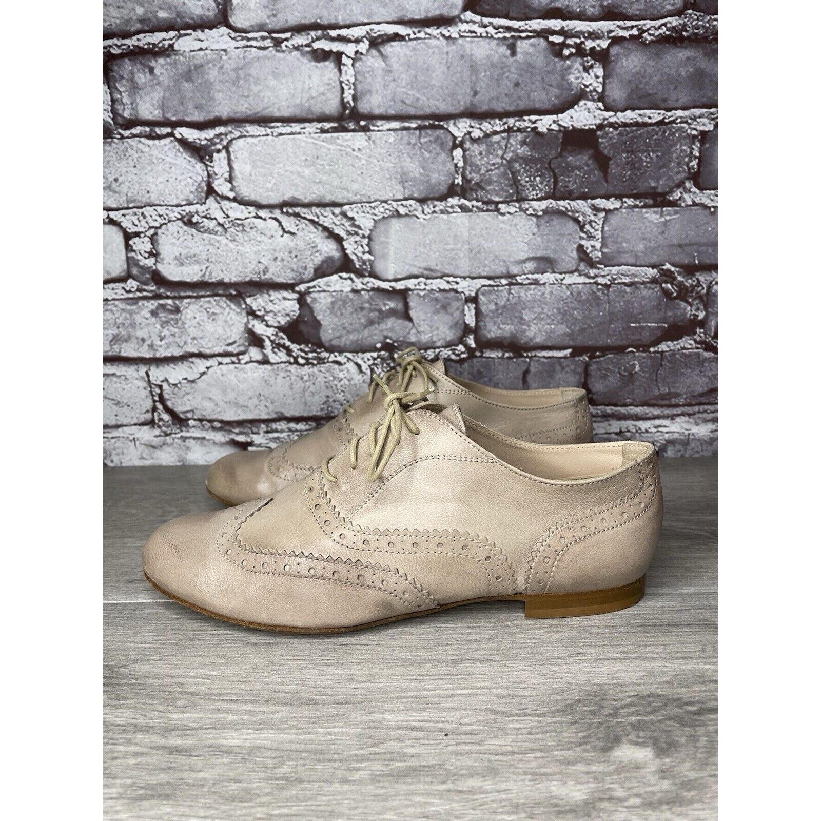 Other Garnet Hill Taupe Nude Felisa Soft Oxfords Wing Tip Shoes Wo Size US 7 / IT 37 - 1 Thumbnail
