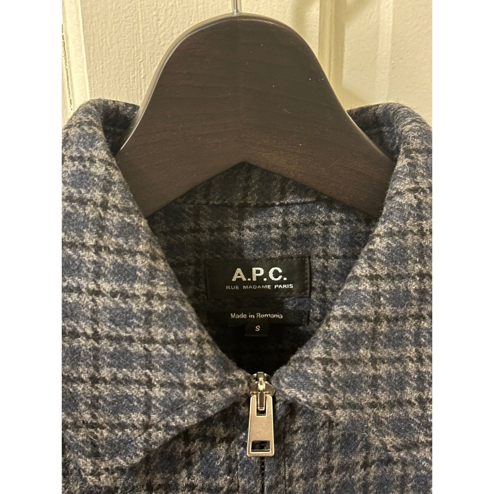 A.P.C. A.P.C. Thibault Blue-Gray Checked Wool-Blend Jacket Size US S / EU 44-46 / 1 - 3 Thumbnail