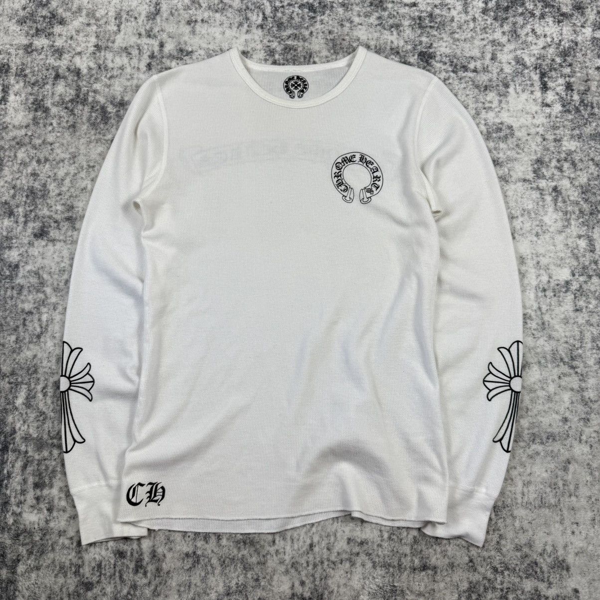 Chrome Hearts Chrome Hearts Horseshoe Cross Scroll Thermal ‘White’ L/S Size US M / EU 48-50 / 2 - 1 Thumbnail