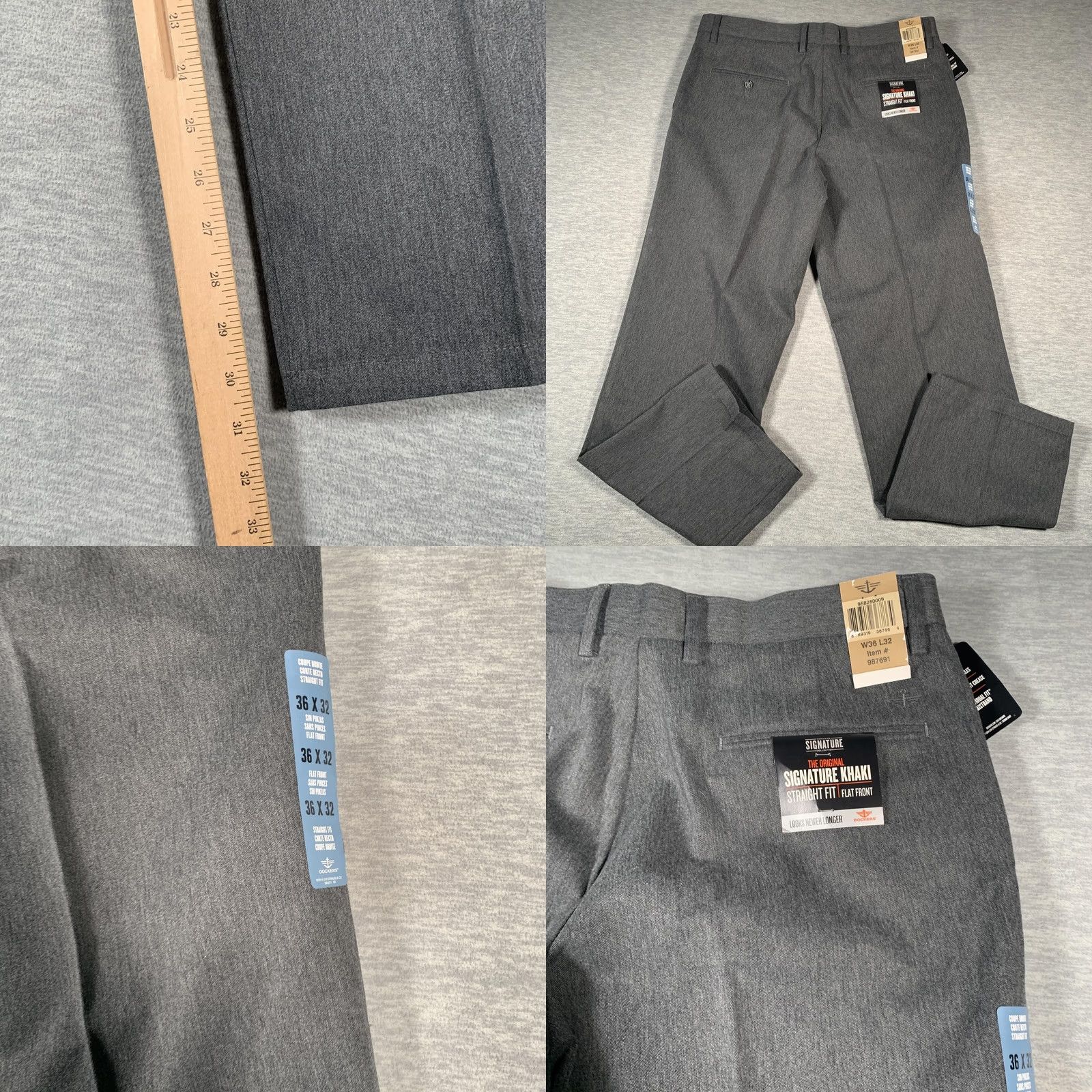 Dockers Dockers Pants Mens 36x32 Gray Signature Khaki Straight Fit Flat Front Chino Size US 36 / EU 52 - 9 Thumbnail