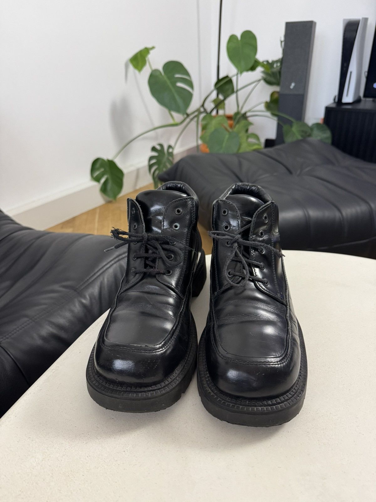 Leather Rare Vintage Avant Garde Platform Derby Leather Boots Grail Size US 9.5 / EU 42-43 - 2 Thumbnail