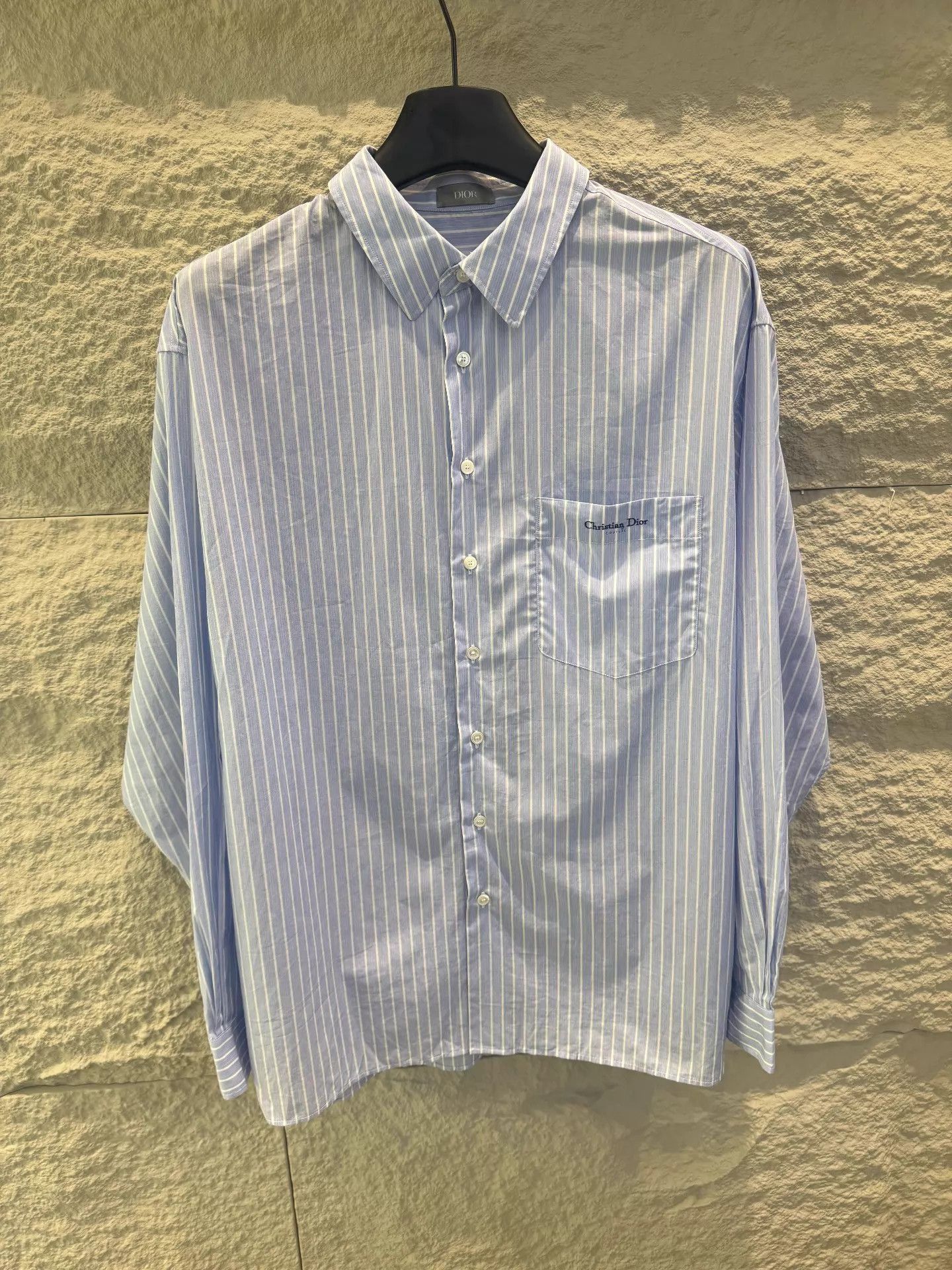 Dior DIOR Blue Vertical Stripe Cotton Oversized Shirt 40, LN Size US M / EU 48-50 / 2 - 1 Thumbnail