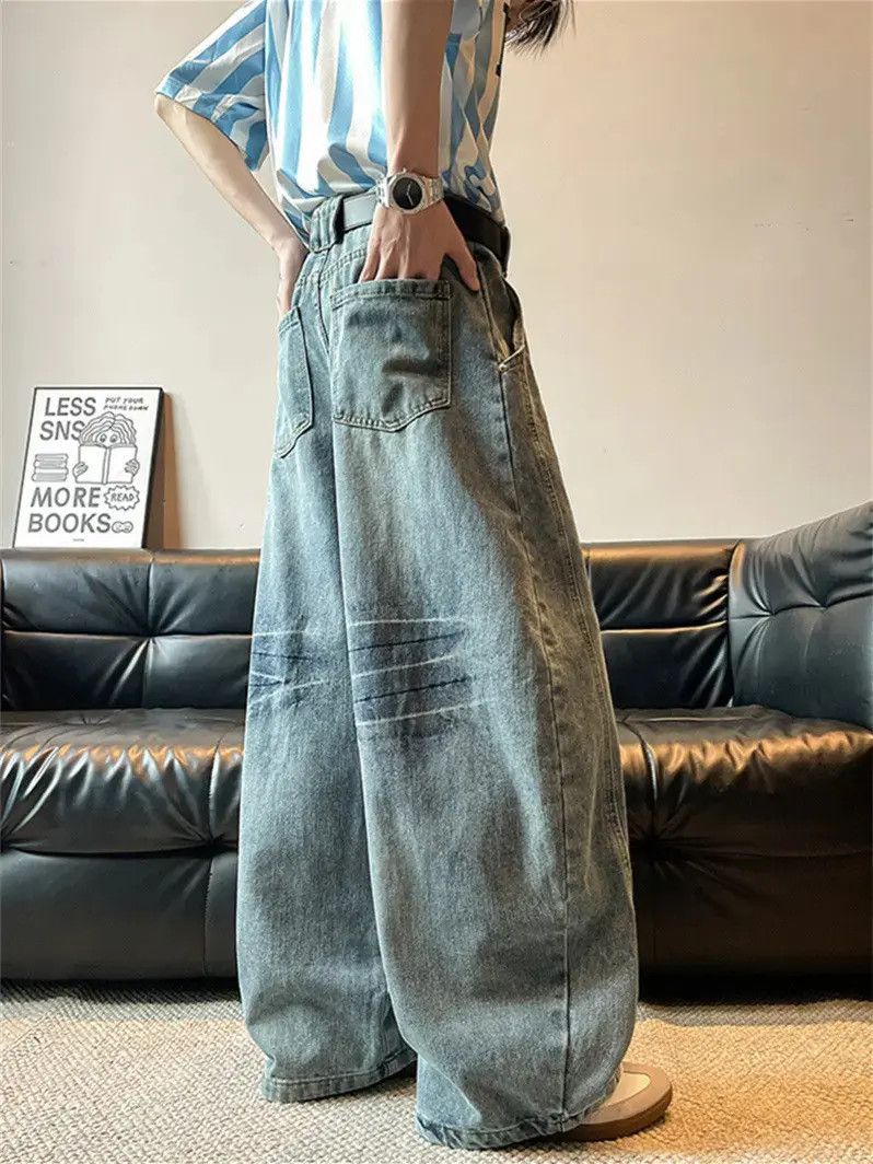 Japanese Brand Retro loose casual straight leg wide leg jeans Size US 32 / EU 48 - 3 Thumbnail
