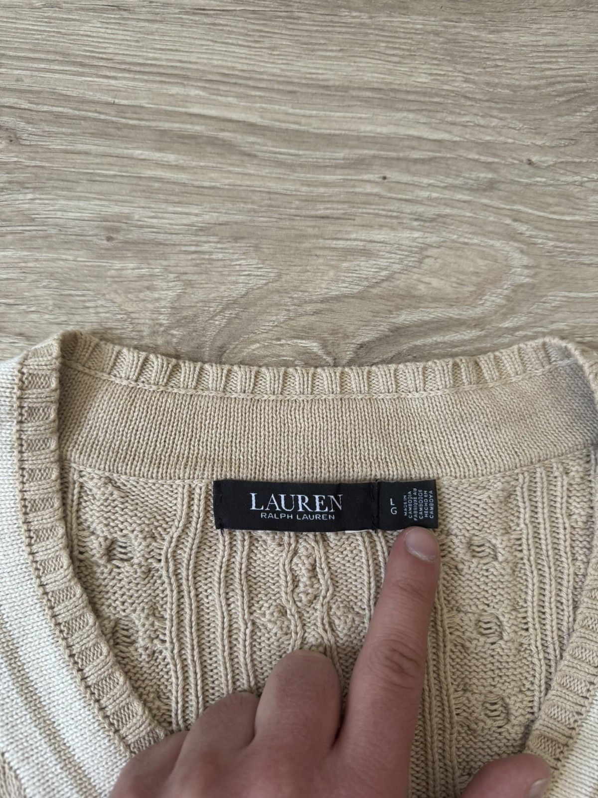 Lauren Ralph Lauren Lauren Ralph Lauren Cable Knit V Neck Sweater Size L / US 10 / IT 46 - 4 Thumbnail