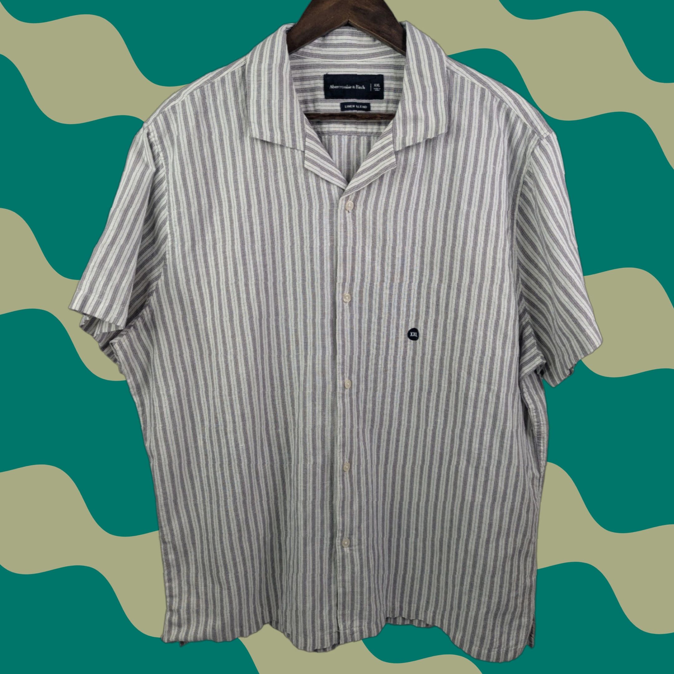 Abercrombie & Fitch Abercrombie Fitch Shirt Mens 2XL Linen Blend Striped Button-Up Summer Camp Outdoor Preppy Size US XXL / EU 58 / 5 - 1 Thumbnail