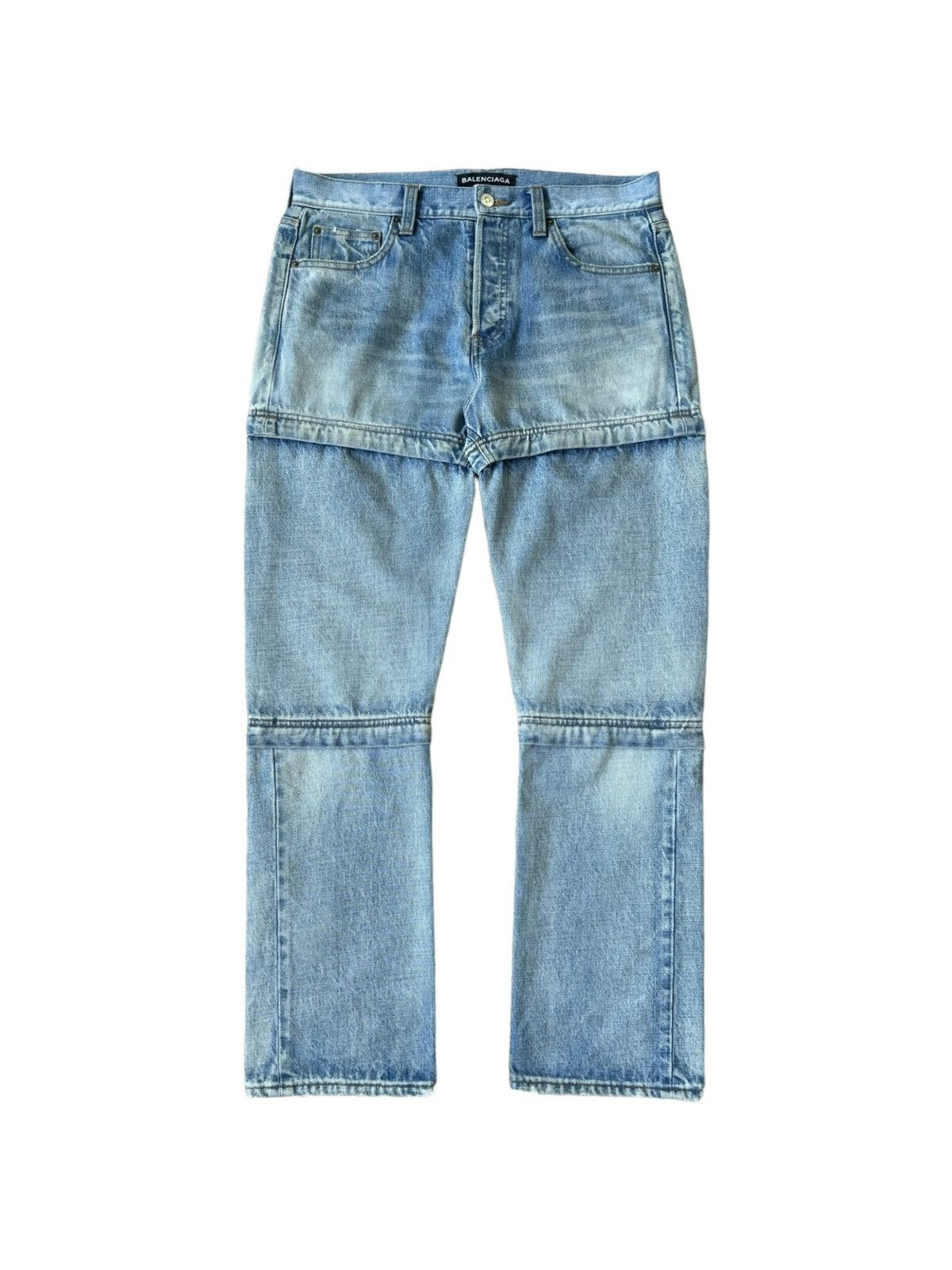 image of Balenciaga Ss18 Convertible Zipper Denim in Light Blue, Men's (Size 32)