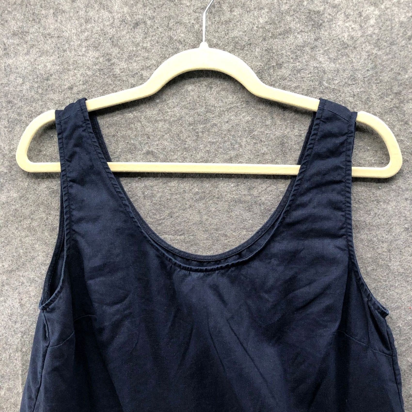 Country Road Country Road Tank Top Womens 10 Navy Blue Scoop Neck Linen Sleeveless Organic French Linen Casual Summer Lounge Minimalist Women Size L / US 10 / IT 46 - 3 Thumbnail