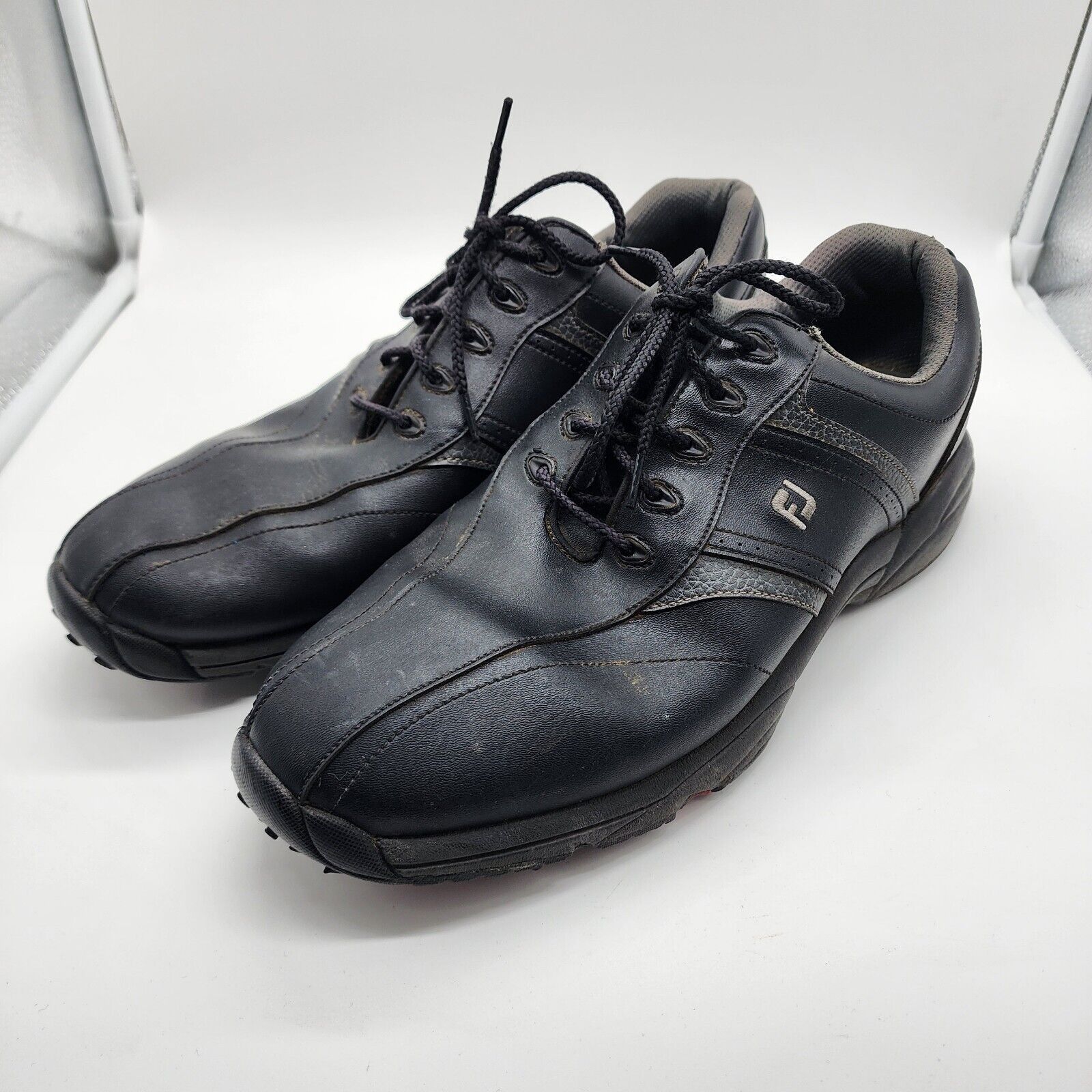 Footjoy FootJoy Men's GreenJoys Leather Golf Shoes Size 12M Black Size US 12 / EU 45 - 1 Thumbnail