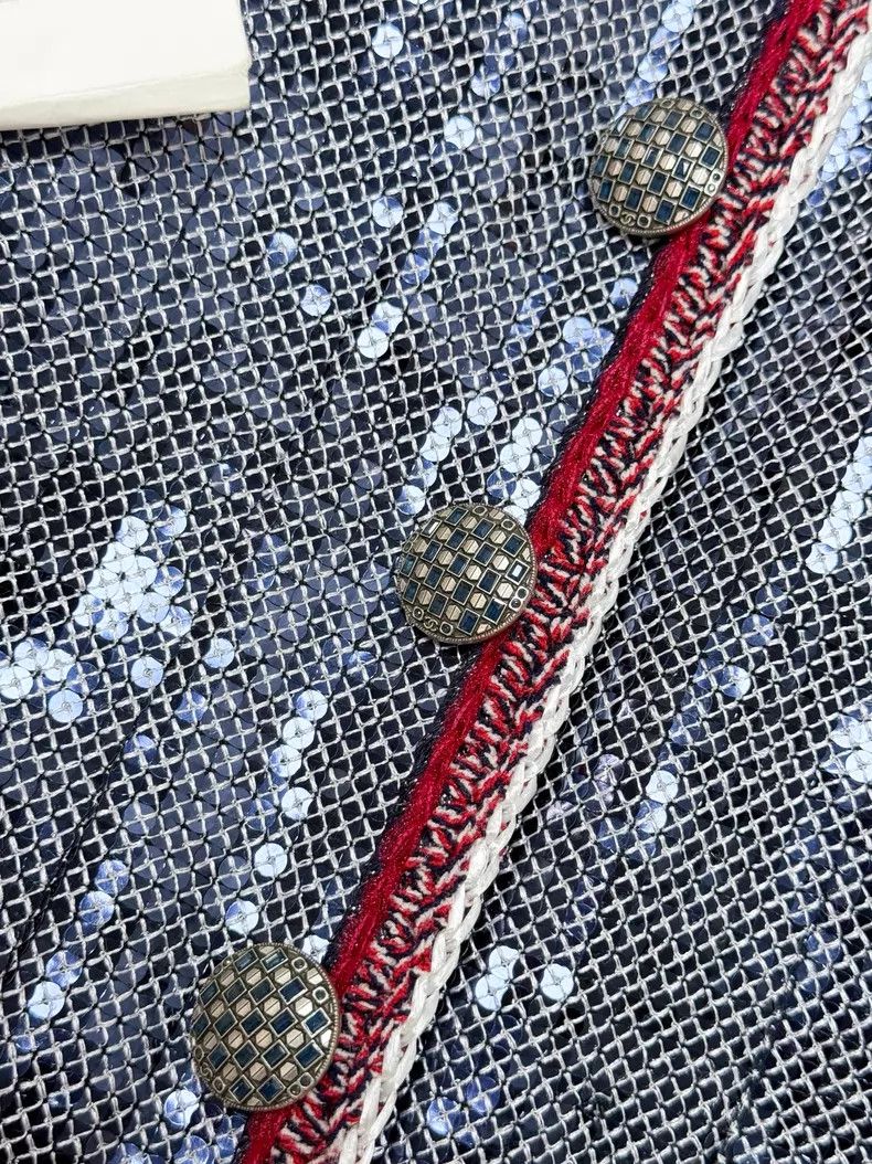 Chanel Chanel Ice blue sequin red woven rolled edge jacket Size S / US 4 / IT 40 - 4 Thumbnail
