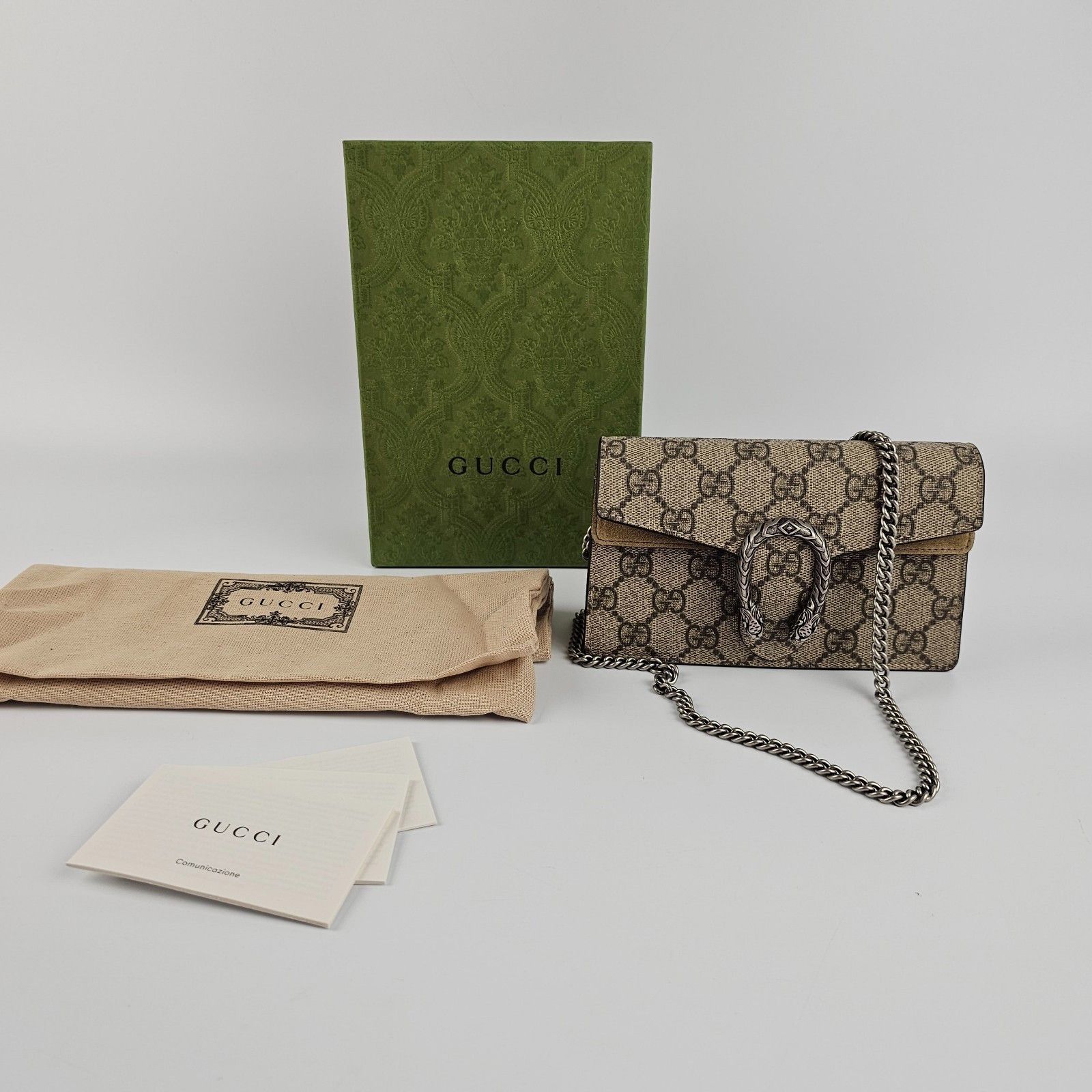 GUCCI Dionysus Mini Beige GG Canvas Shoulder Bag New And Aut