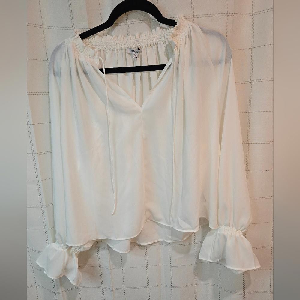 Madewell Madewell Long-Sleeve Tie-Neck Top Size S / US 4 / IT 40 - 3 Thumbnail