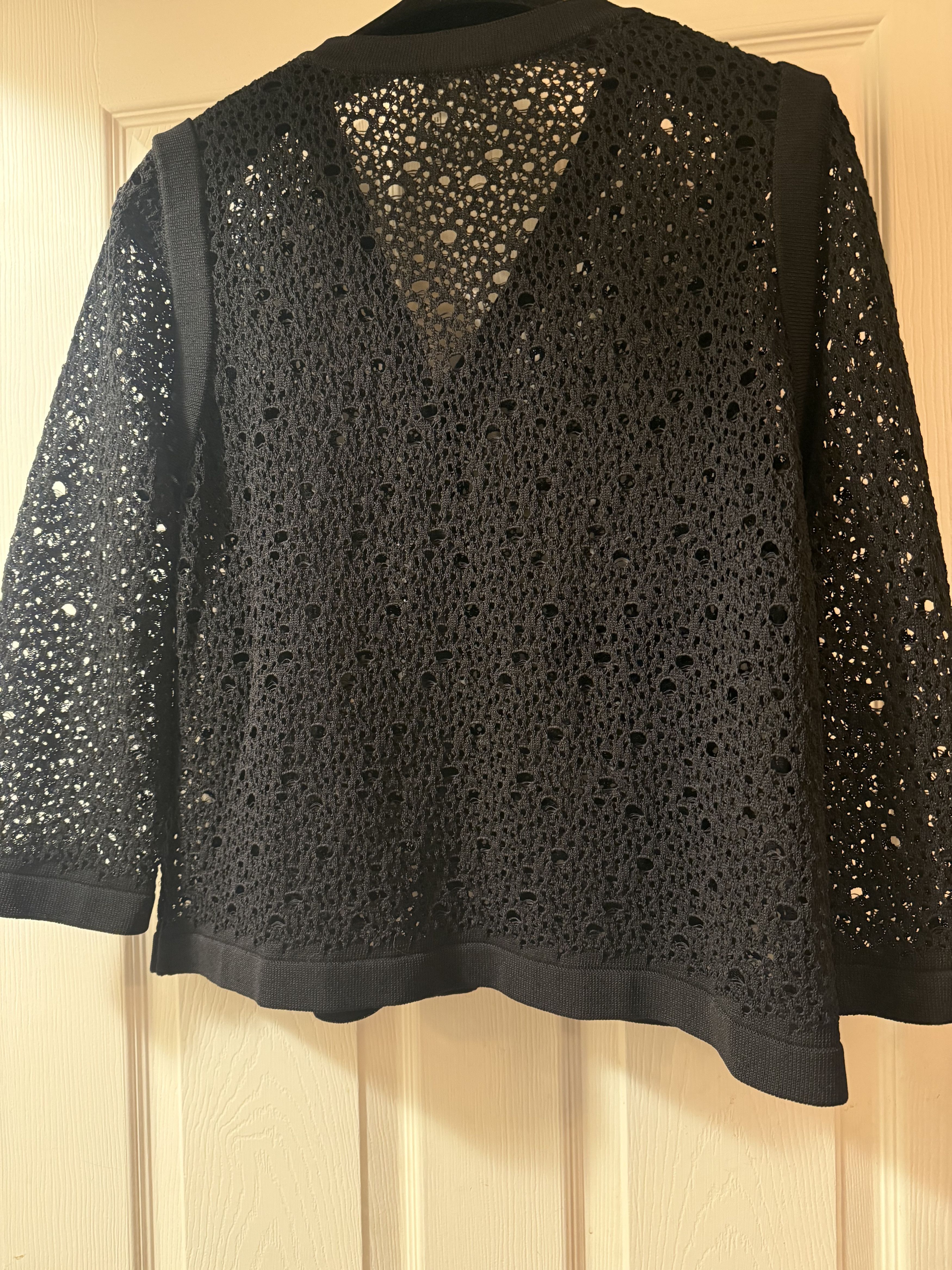 Chanel CHANEL Crochet Knit Jacket – FR 48 – Black – SS15 Size L / US 10 / IT 46 - 2 Thumbnail