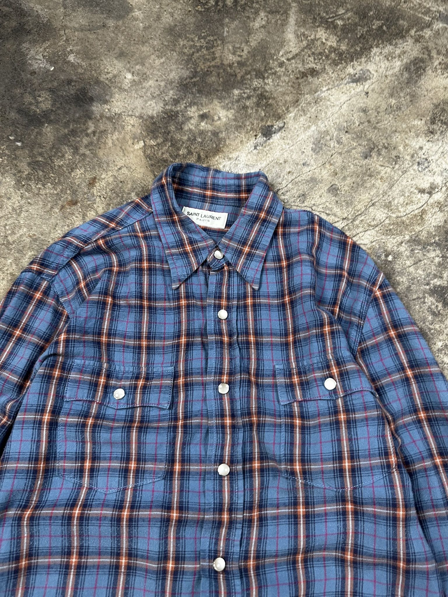 Saint Laurent Paris FW16 Hedi's Saint Laurent Paris Checked Shirt Size L / US 10 / IT 46 - 2 Thumbnail