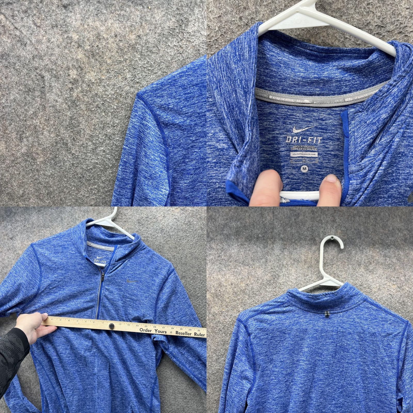 Nike Nike Dri-FIT Pullover Shirt Mens M Blue Running Quarter Zip Mock Neck Raglan Sleeve Long Sleeve Size US M / EU 48-50 / 2 - 8 Thumbnail