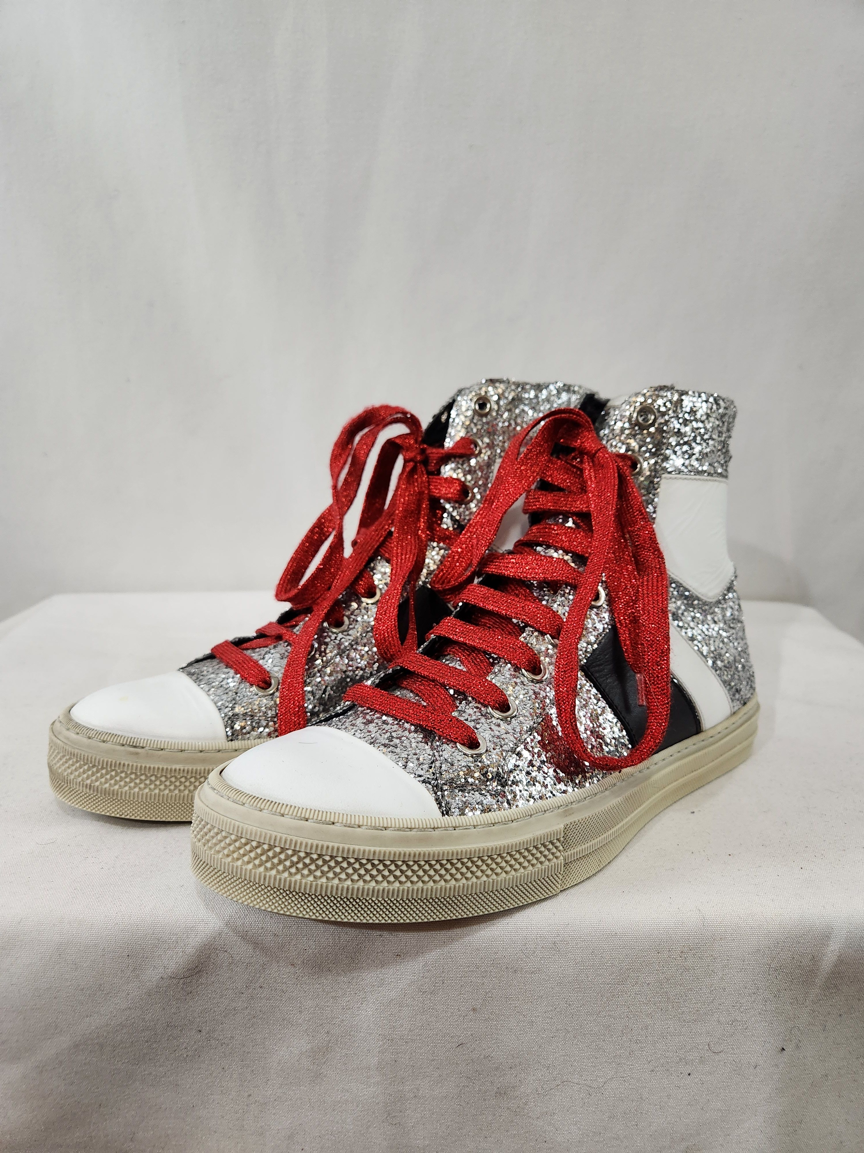 Amiri Sunset High Top Silver Glitter Sneakers Size US 8 / EU 41 - 5 Thumbnail