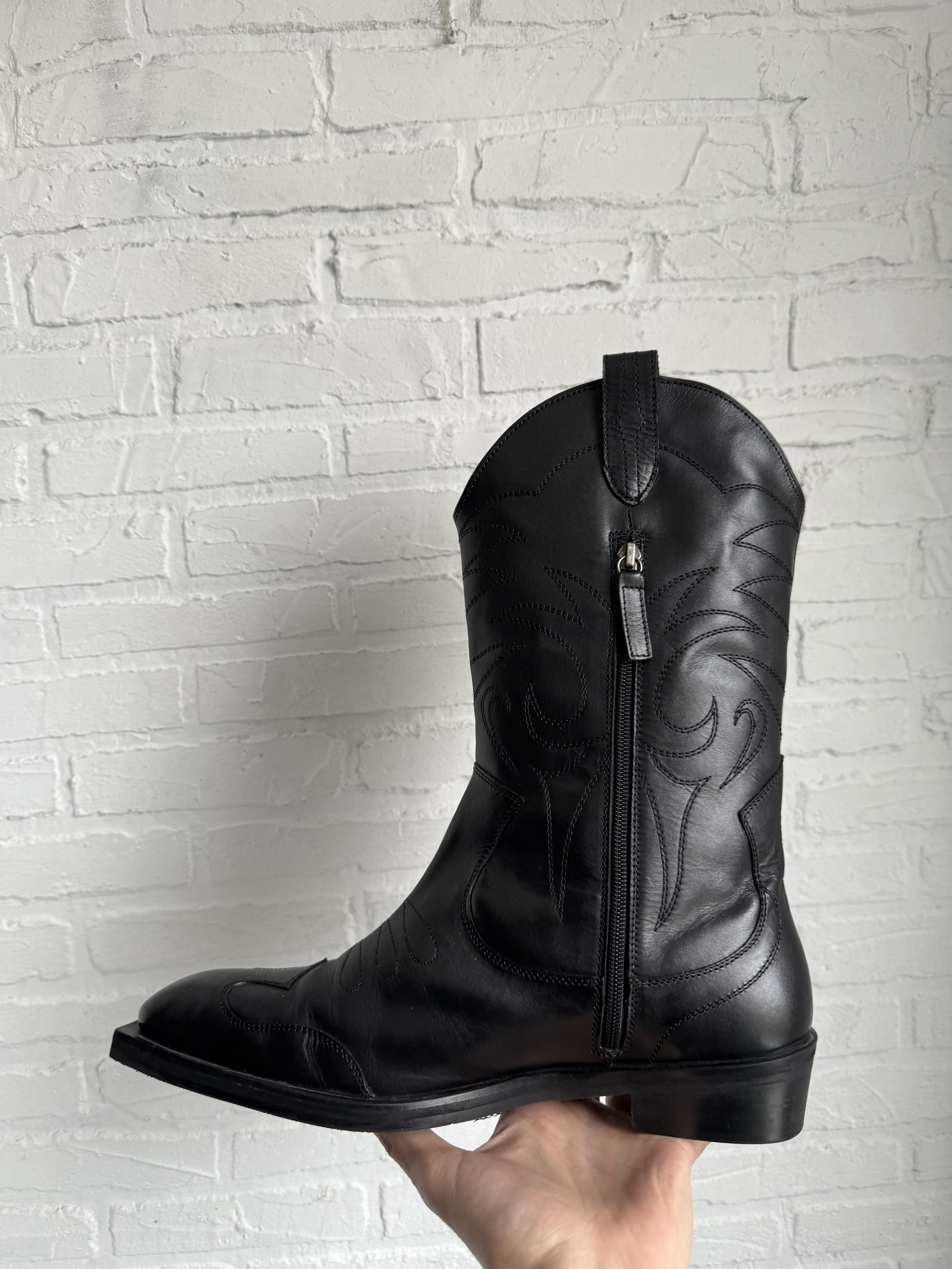 Genuine Leather ZIGN Studio western Cowboy biker boots Size US 11.5 / EU 44-45 - 7 Thumbnail