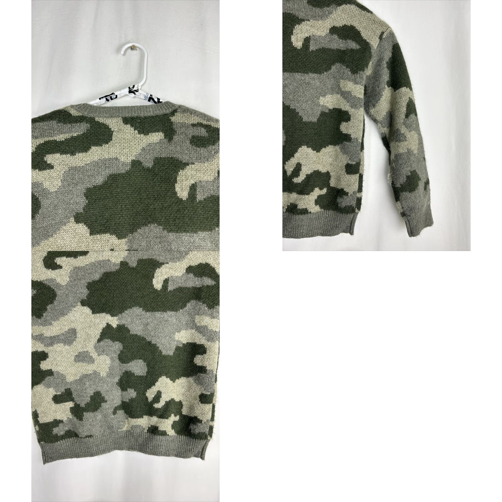 Lucky Brand Lucky Brand Green Camo Wool Blend Pullover Women's Small Sweater - Camouflage Knit, Round Neck, Casual, Regular Fit, Fall Winter Spring Size S / US 4 / IT 40 - 9 Thumbnail